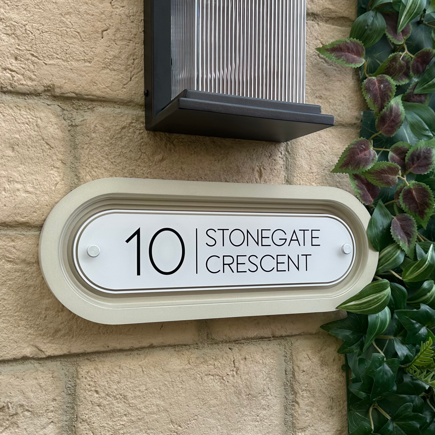 Signature Stadium | Personalised House Sign with Coffered Portland Stone Frame W400mm x H150mm