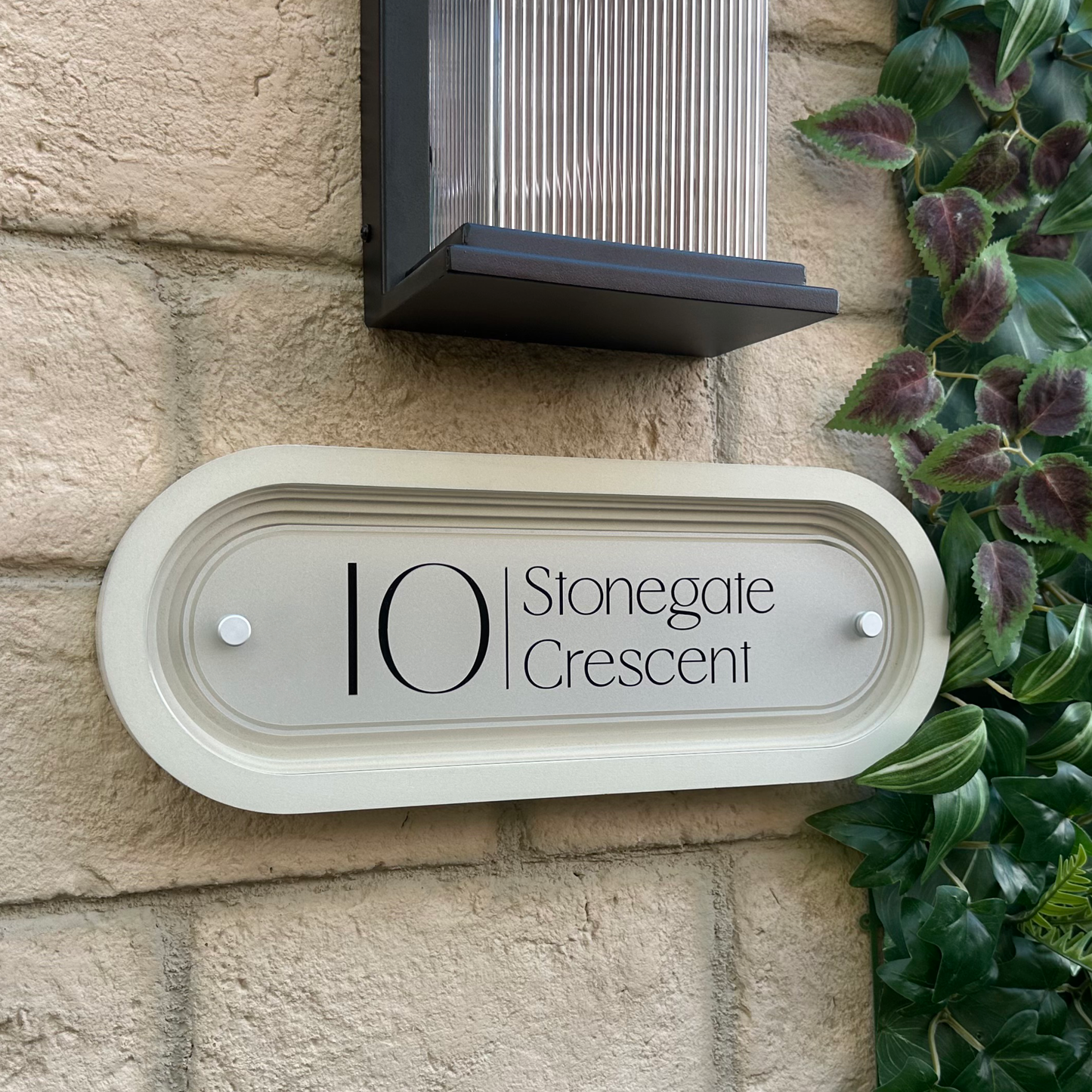 Signature Stadium | Personalised House Sign with Coffered Portland Stone Frame W400mm x H150mm