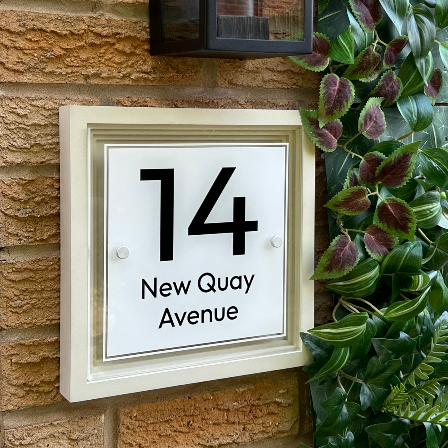 Signature Blocus | Personalised Designer House Sign with Acrylic Front & Portland Stone Coffered Back