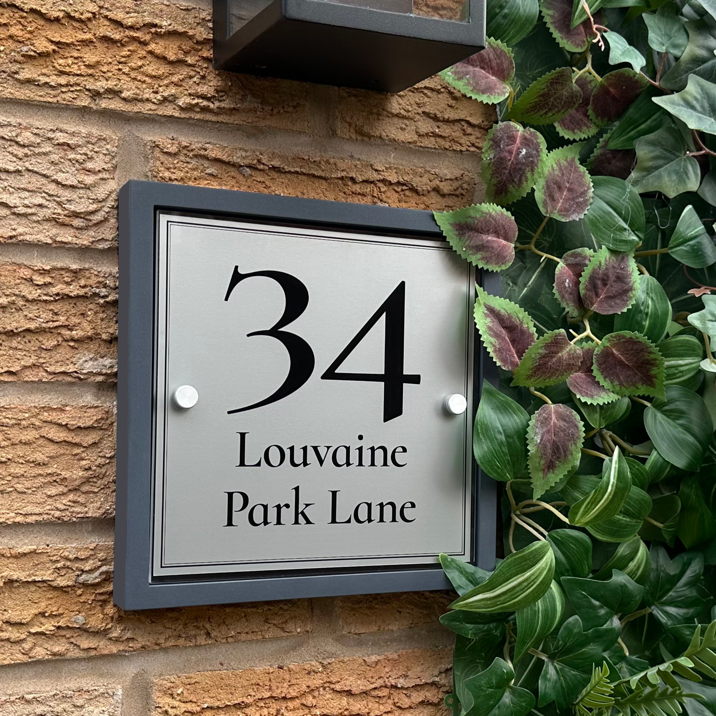 Edit Square | Personalised House Sign with Understated Anthracite Frame W230mm x H230mm