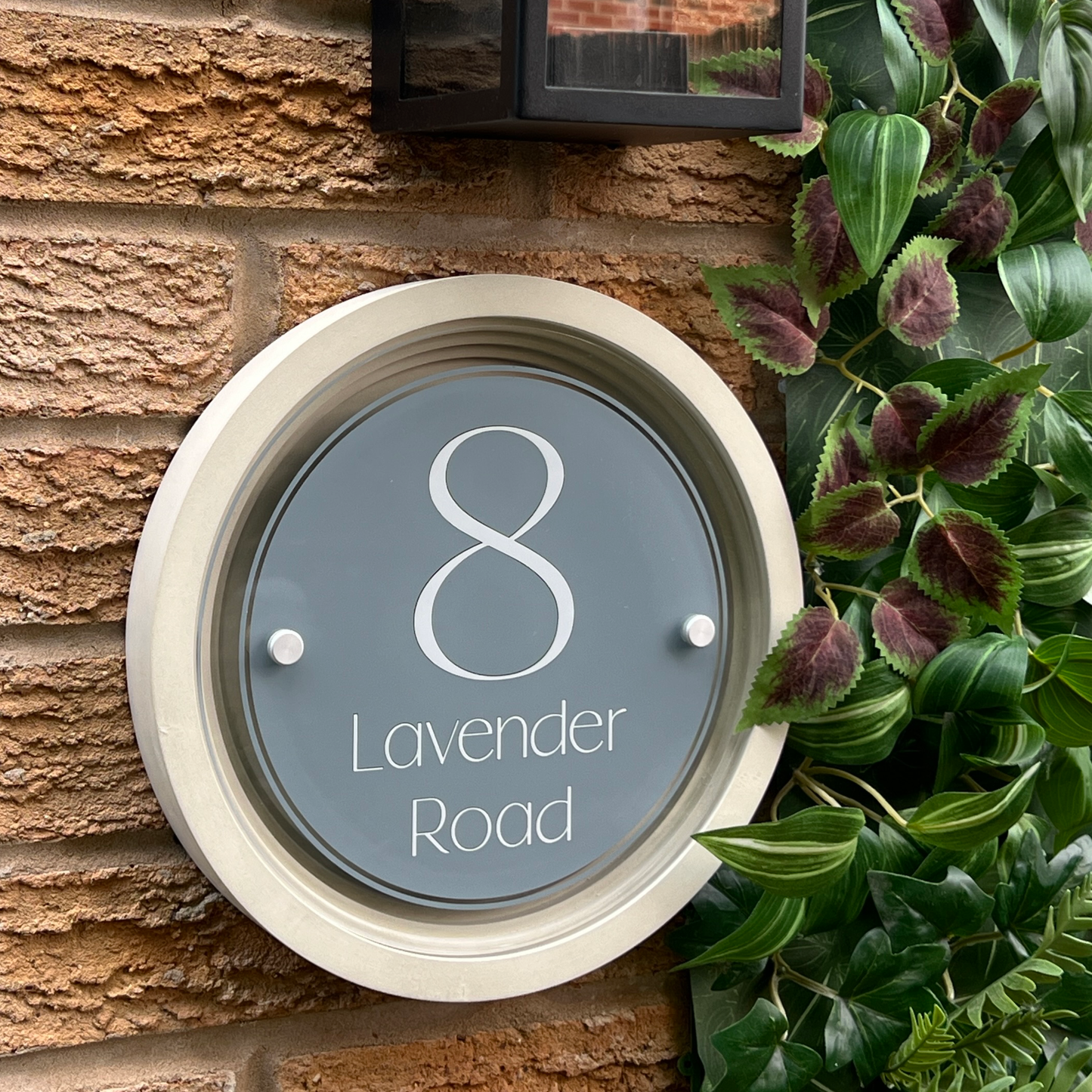 Signature Circulus | Personalised Designer House Sign with Acrylic Front & Portland Stone Coffered Back
