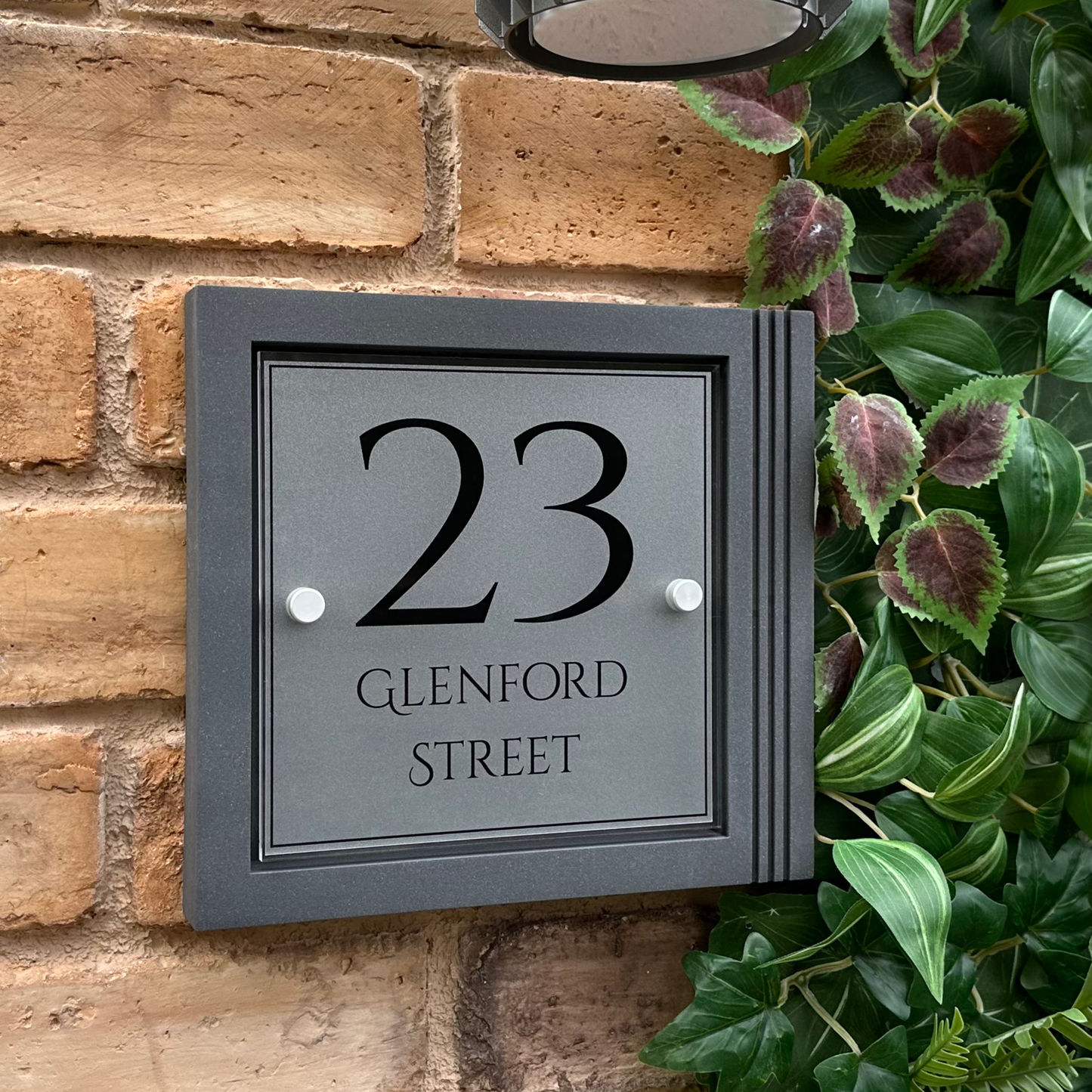 Urban Square | Personalised House Sign with Fluted Anthracite Frame W248mm x H229mm