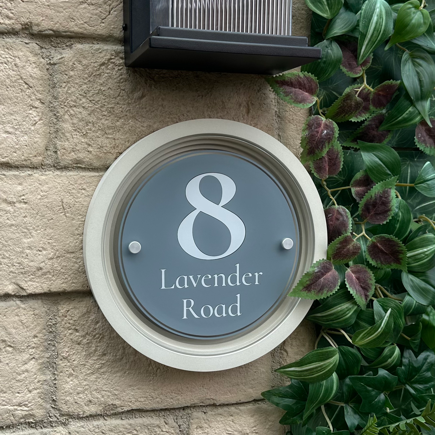 Signature Circulus | Personalised Designer House Sign with Acrylic Front & Portland Stone Coffered Frame