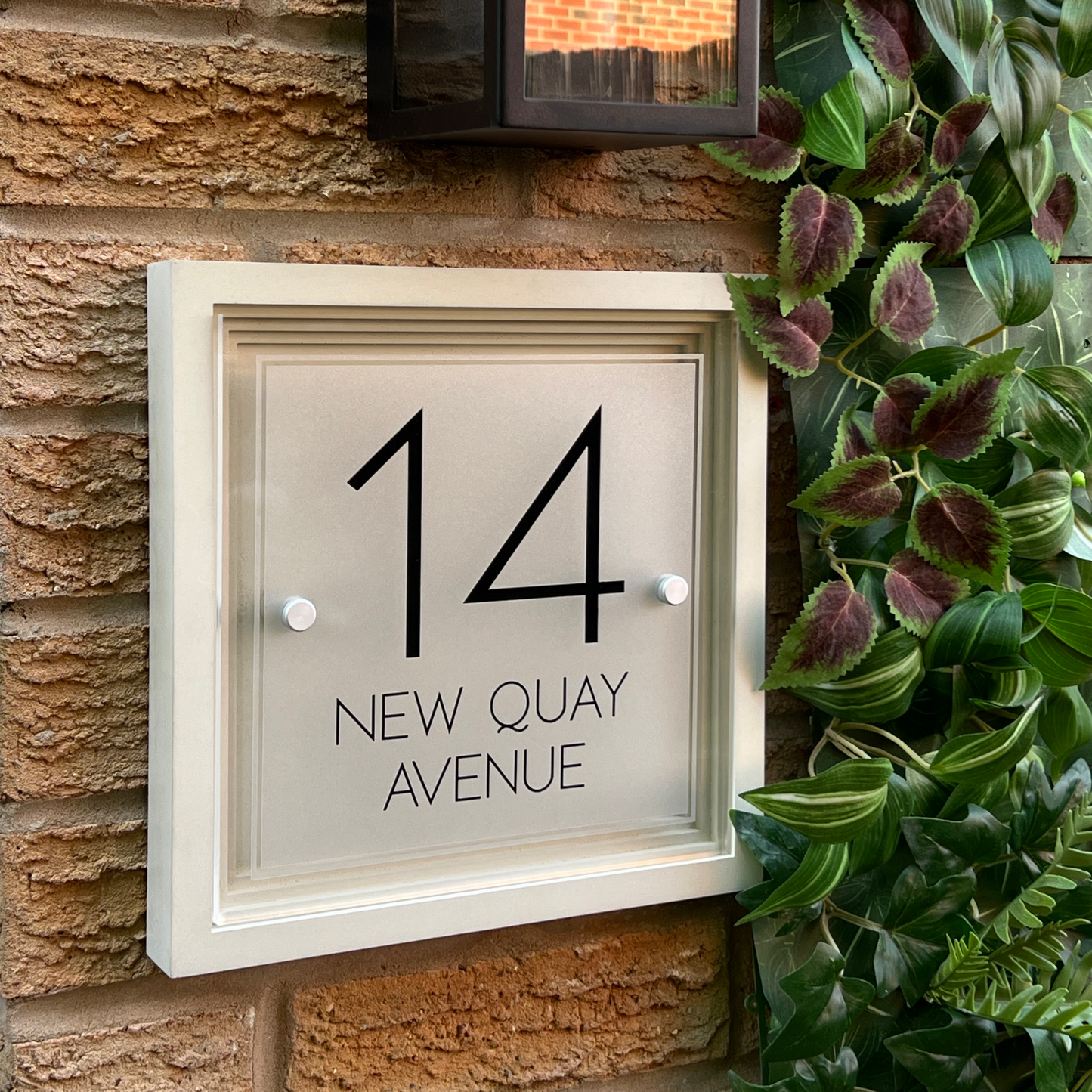 Signature Blocus | Personalised Designer House Sign with Acrylic Front & Portland Stone Coffered Back