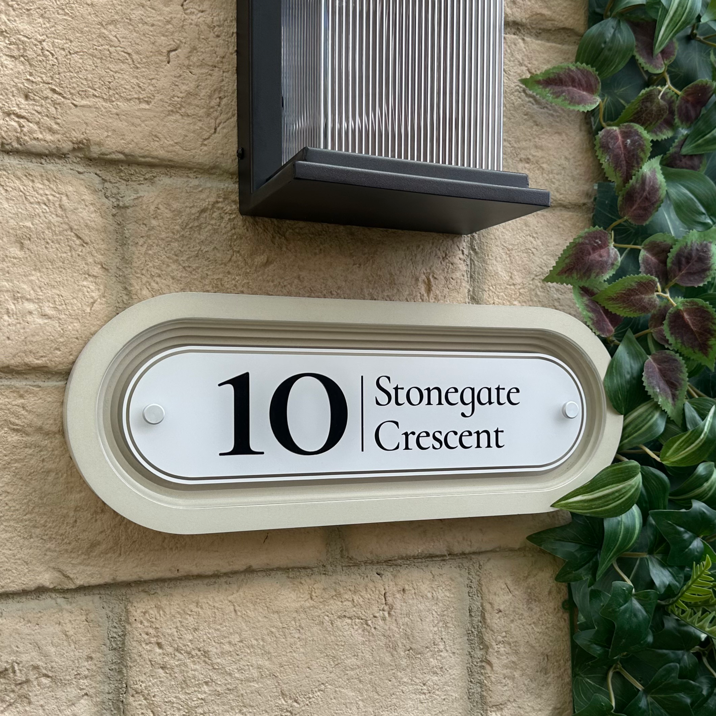 Signature Stadium | Personalised House Sign with Coffered Portland Stone Frame W400mm x H150mm