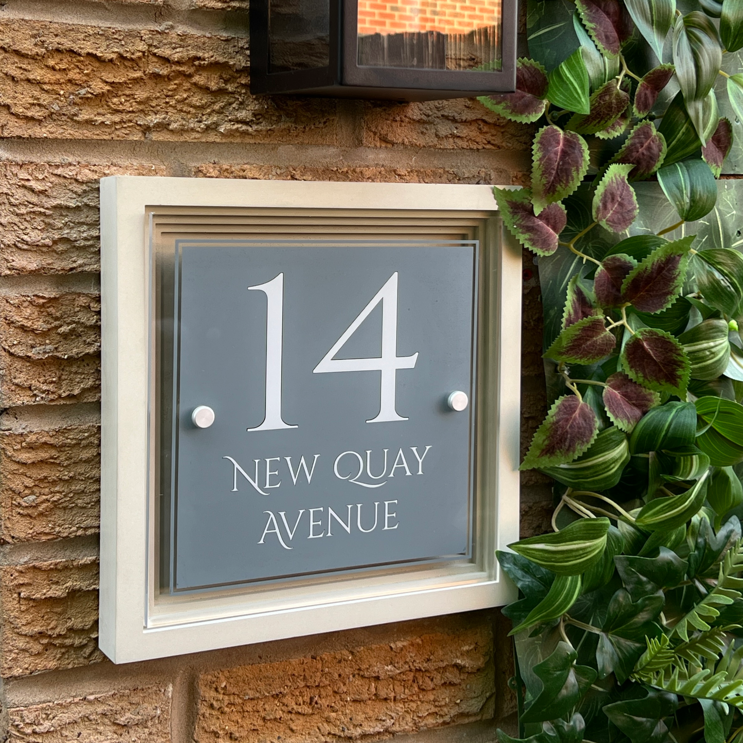 Signature Blocus | Personalised Designer House Sign with Acrylic Front & Portland Stone Coffered Back