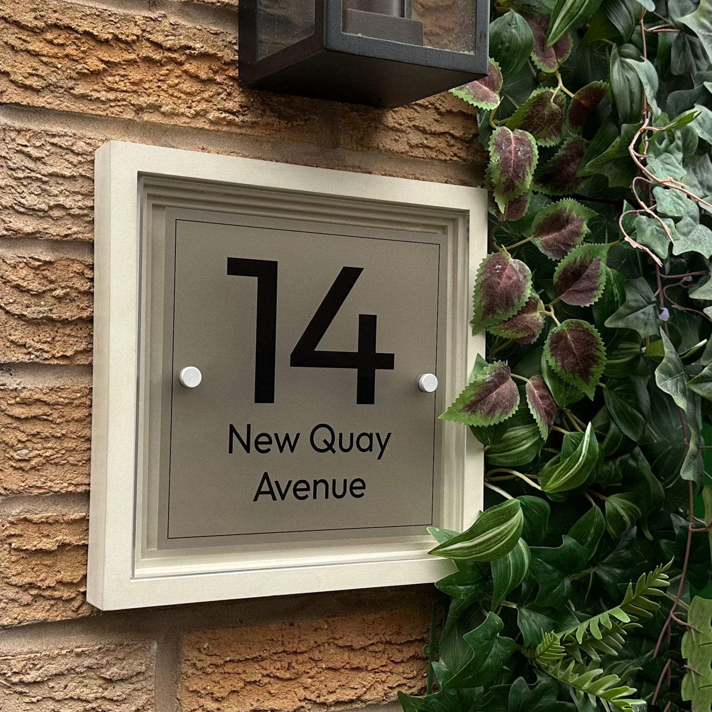 Signature Blocus | Personalised Designer House Sign with Acrylic Front & Portland Stone Coffered Back