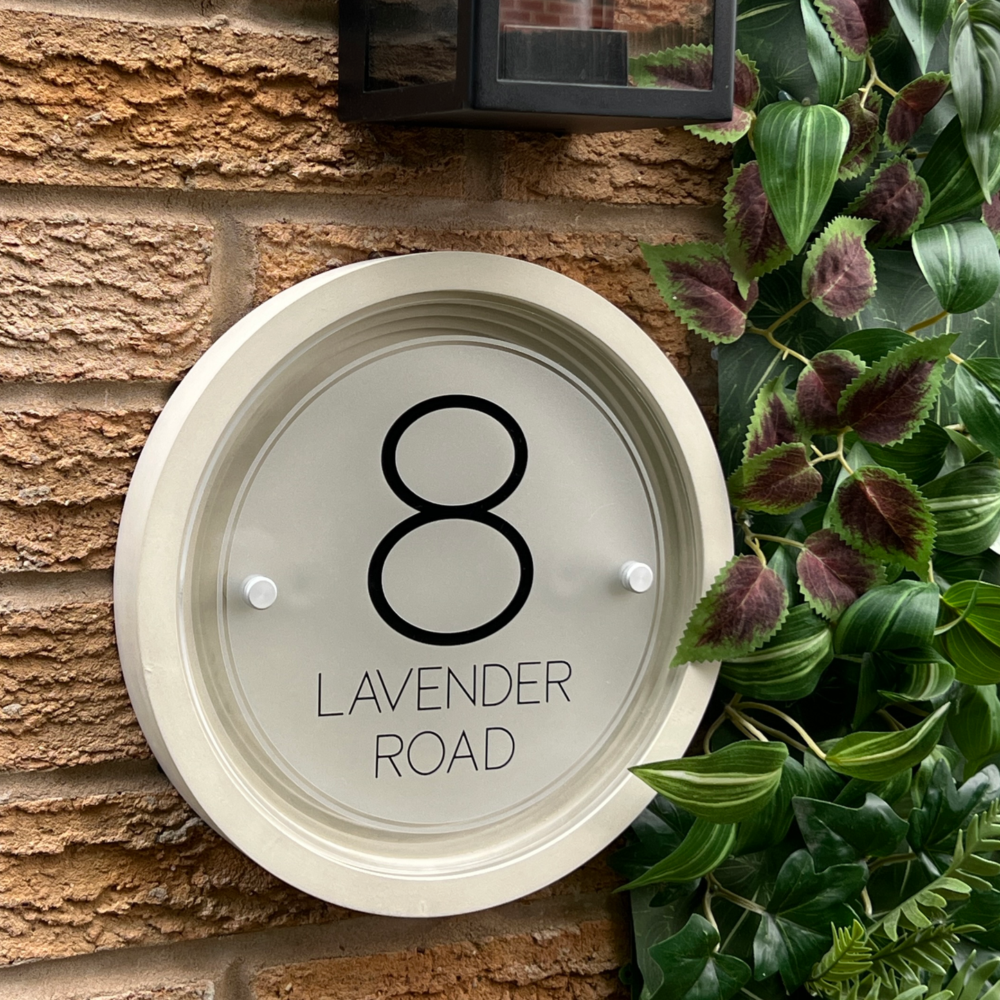 Signature Circulus | Personalised Designer House Sign with Acrylic Front & Portland Stone Coffered Back