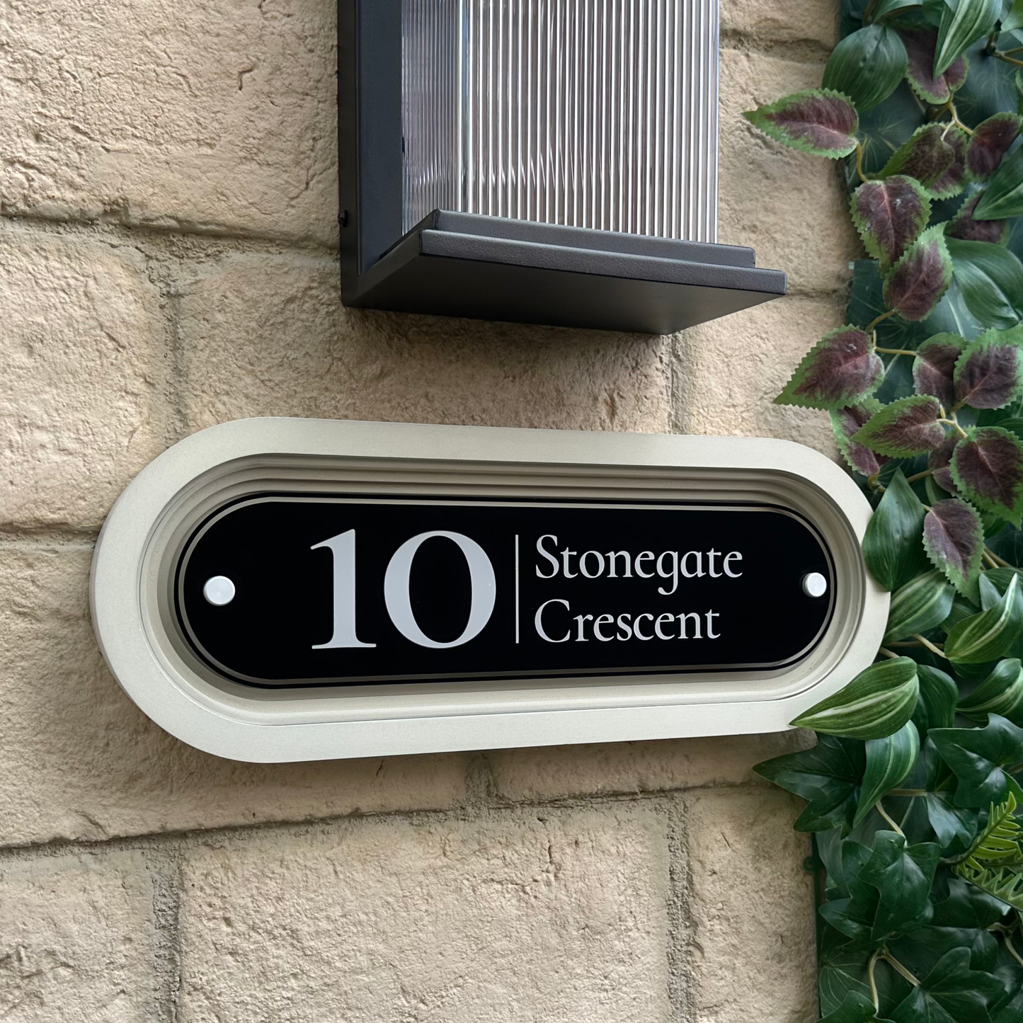 Signature Stadium | Personalised House Sign with Coffered Portland Stone Frame W400mm x H150mm