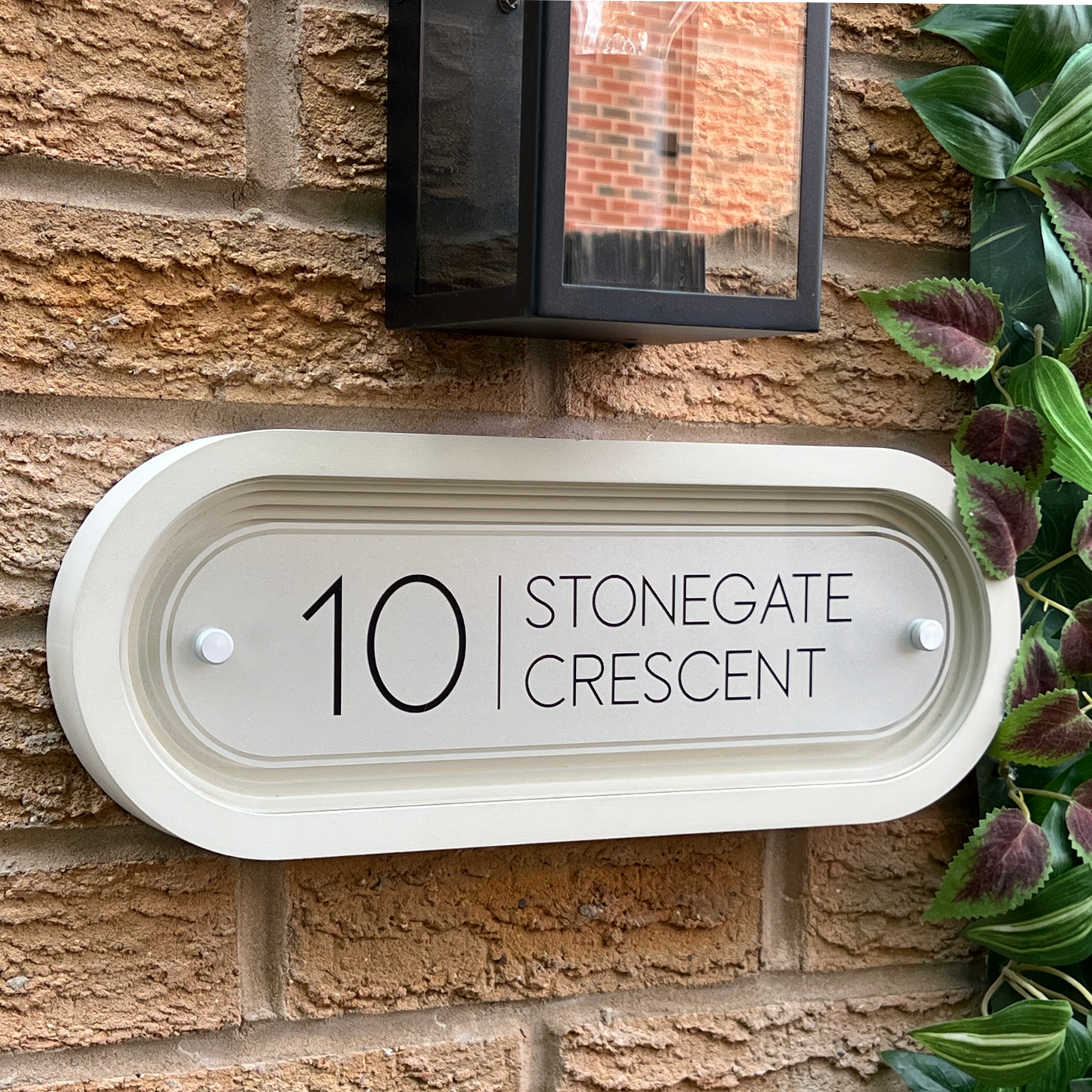 Signature Ovum | Personalised Designer House Sign with Acrylic Front & Cast Stone Coffered Back