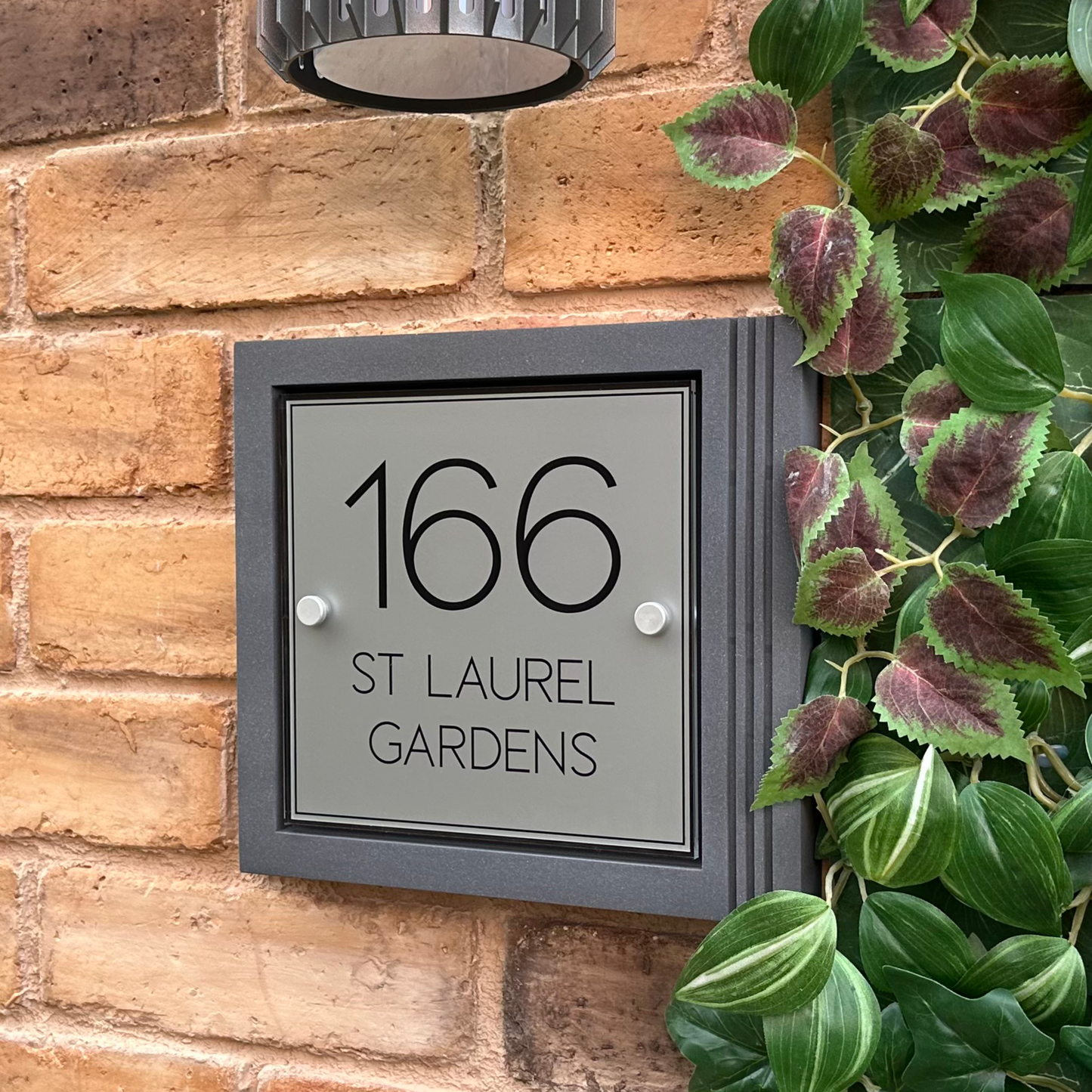 Urban Square | Personalised House Sign with Fluted Anthracite Frame W248mm x H229mm