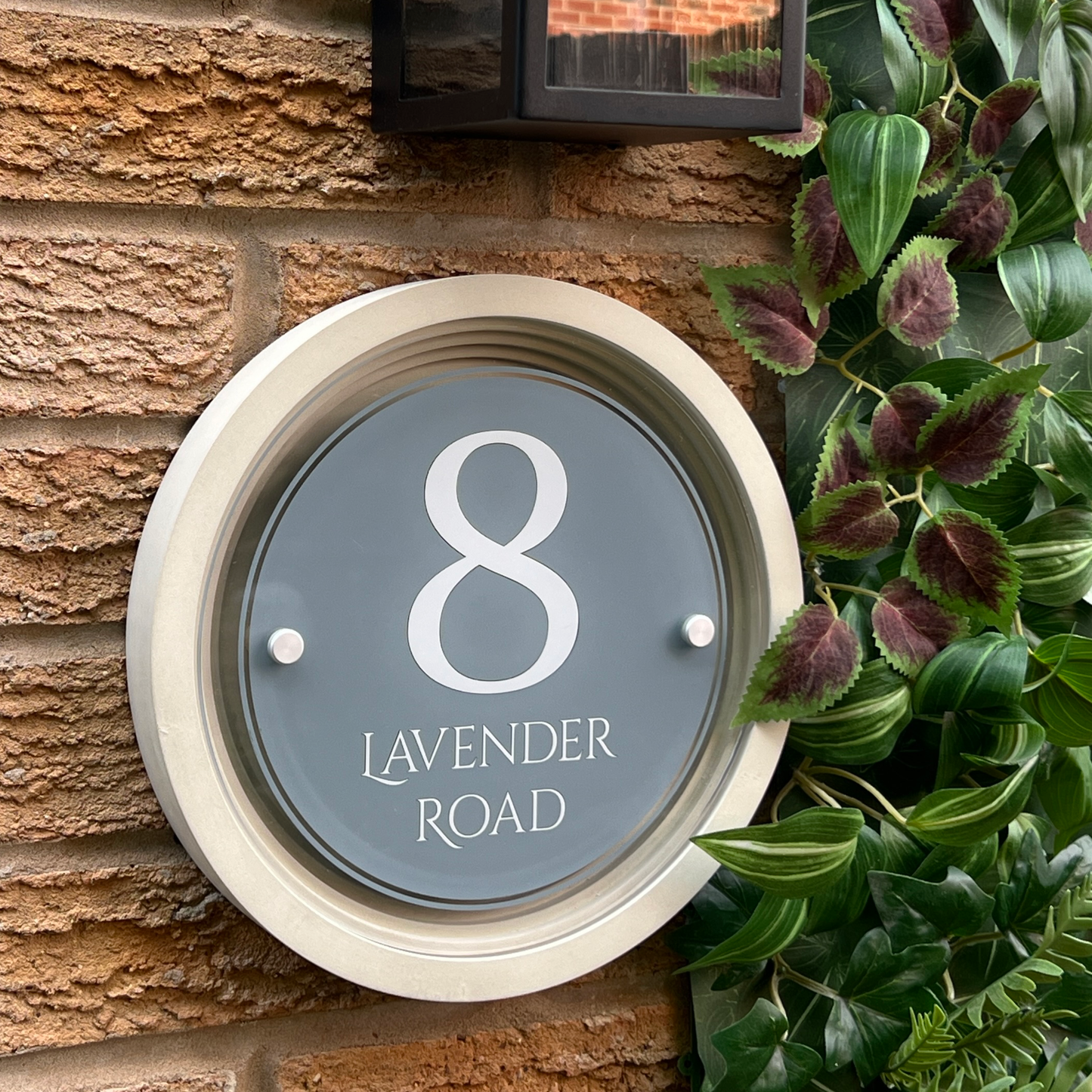 Signature Circulus | Personalised Designer House Sign with Acrylic Front & Portland Stone Coffered Back