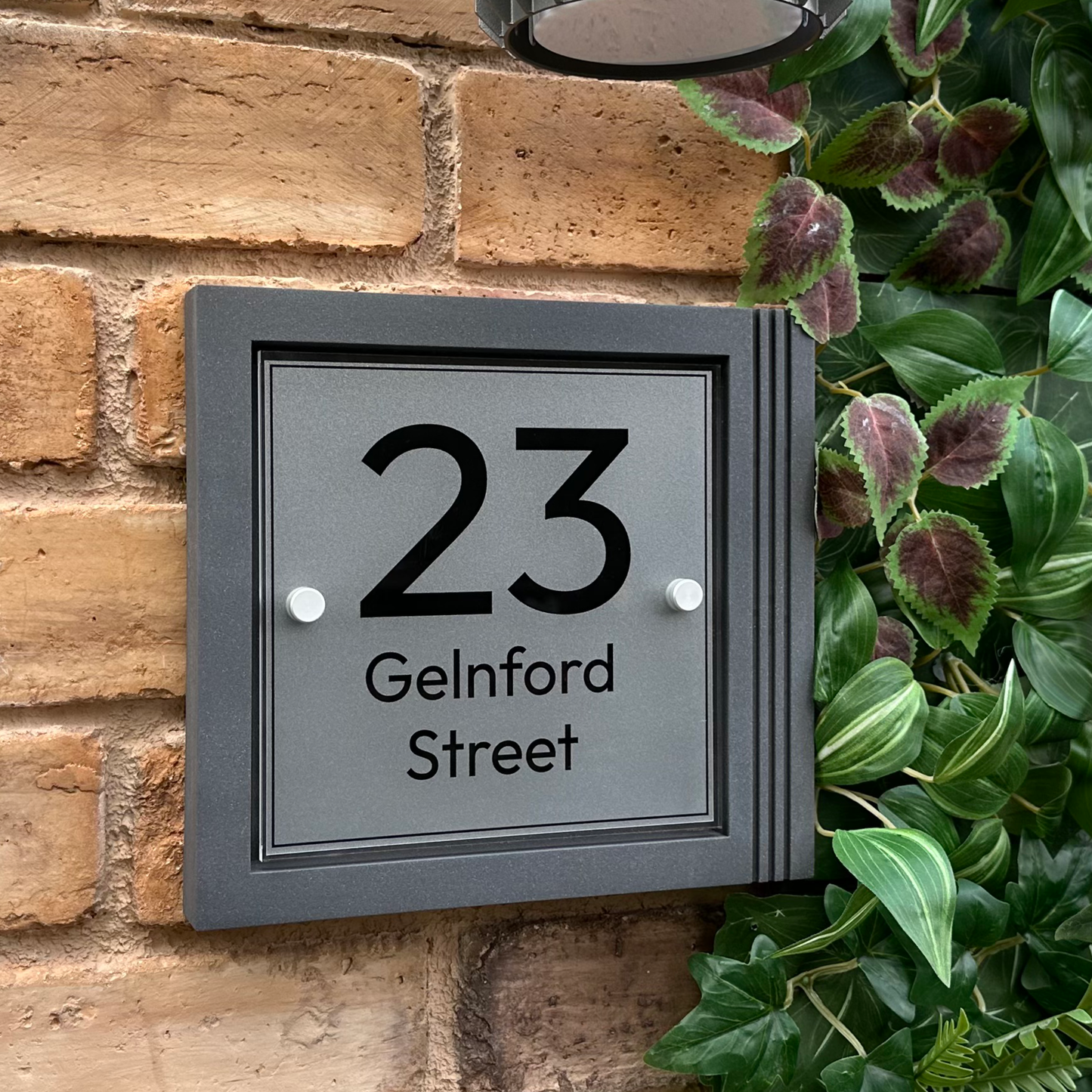 Urban Square | Personalised House Sign with Fluted Anthracite Frame W248mm x H229mm