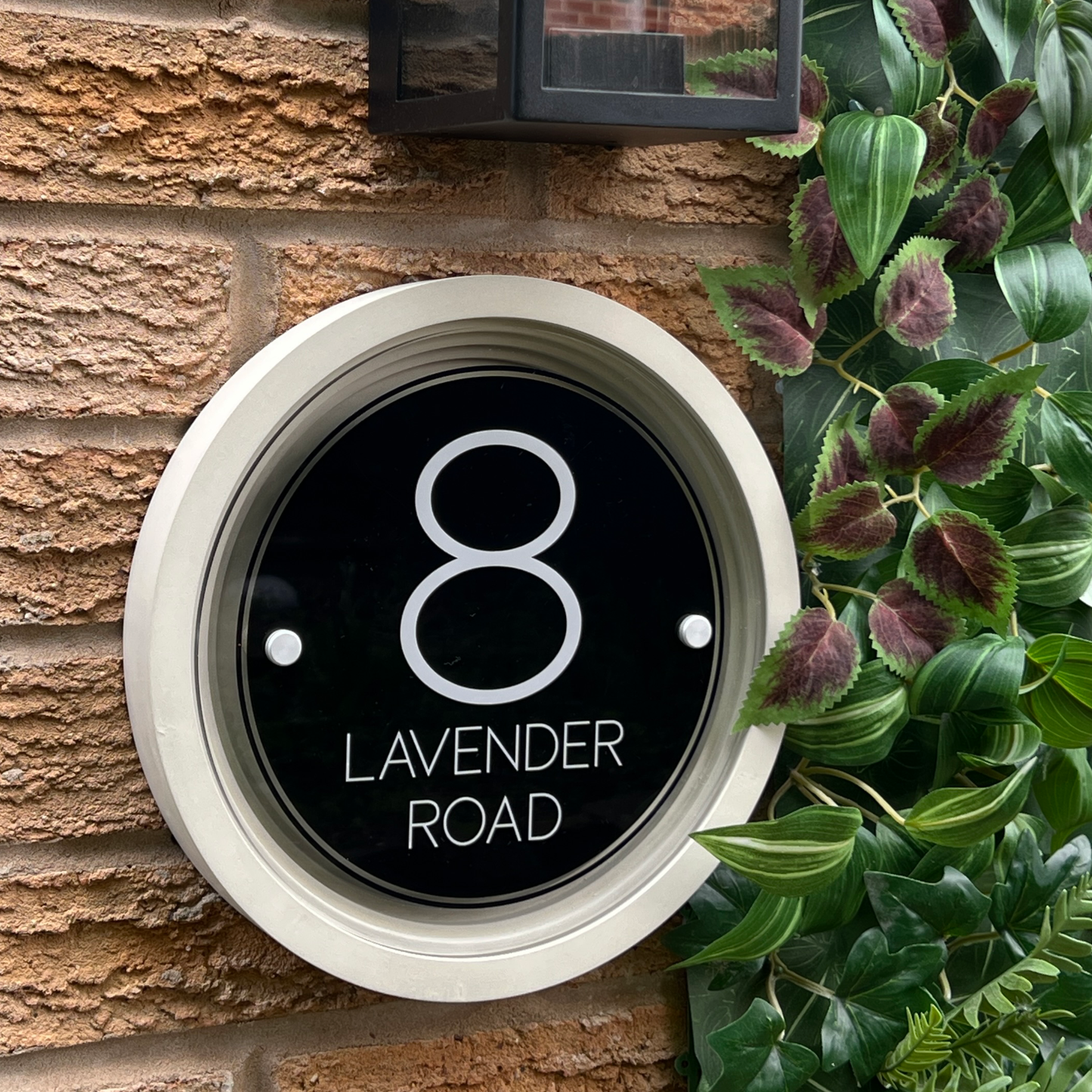 Signature Circulus | Personalised Designer House Sign with Acrylic Front & Portland Stone Coffered Back