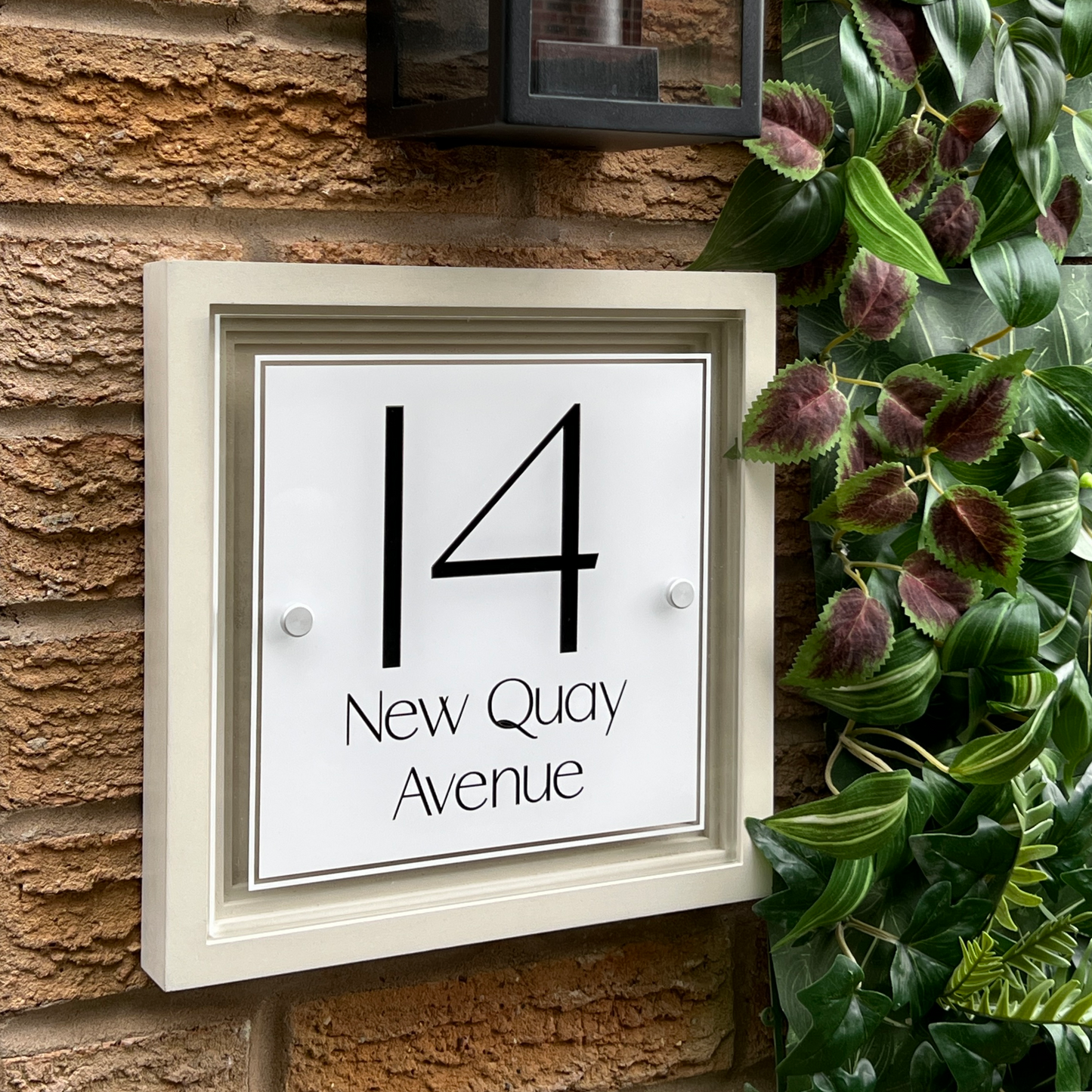 Signature Blocus | Personalised Designer House Sign with Acrylic Front & Portland Stone Coffered Back