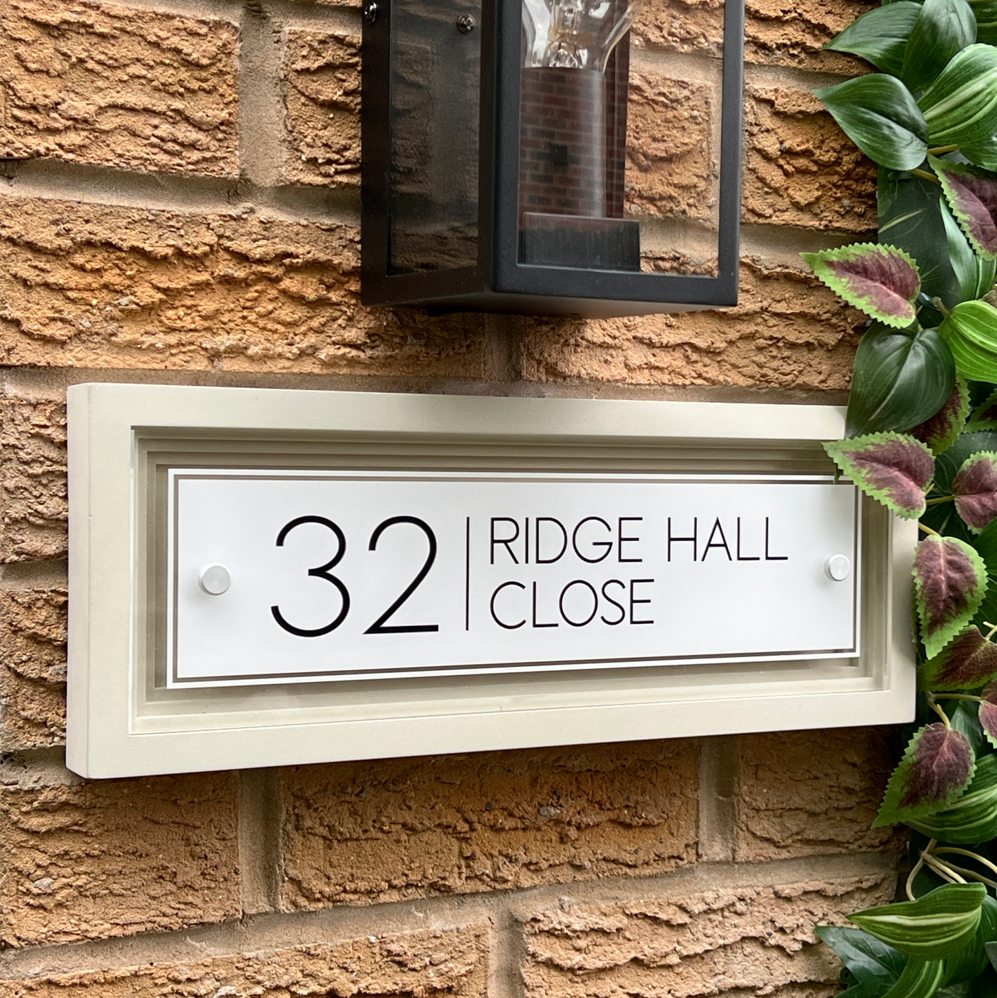 Signature Rectangulum | Personalised Designer House Sign with Acrylic Front & Cast Stone Coffered Back