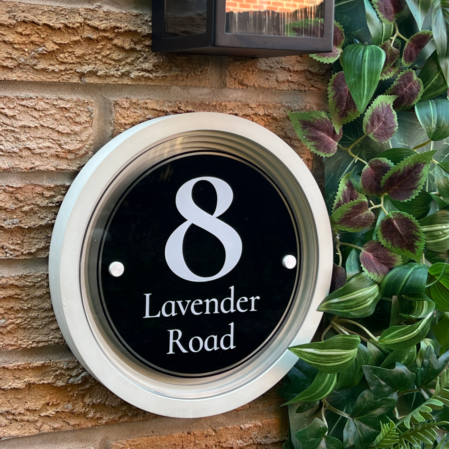 Signature Circulus | Personalised Designer House Sign with Acrylic Front & Portland Stone Coffered Back