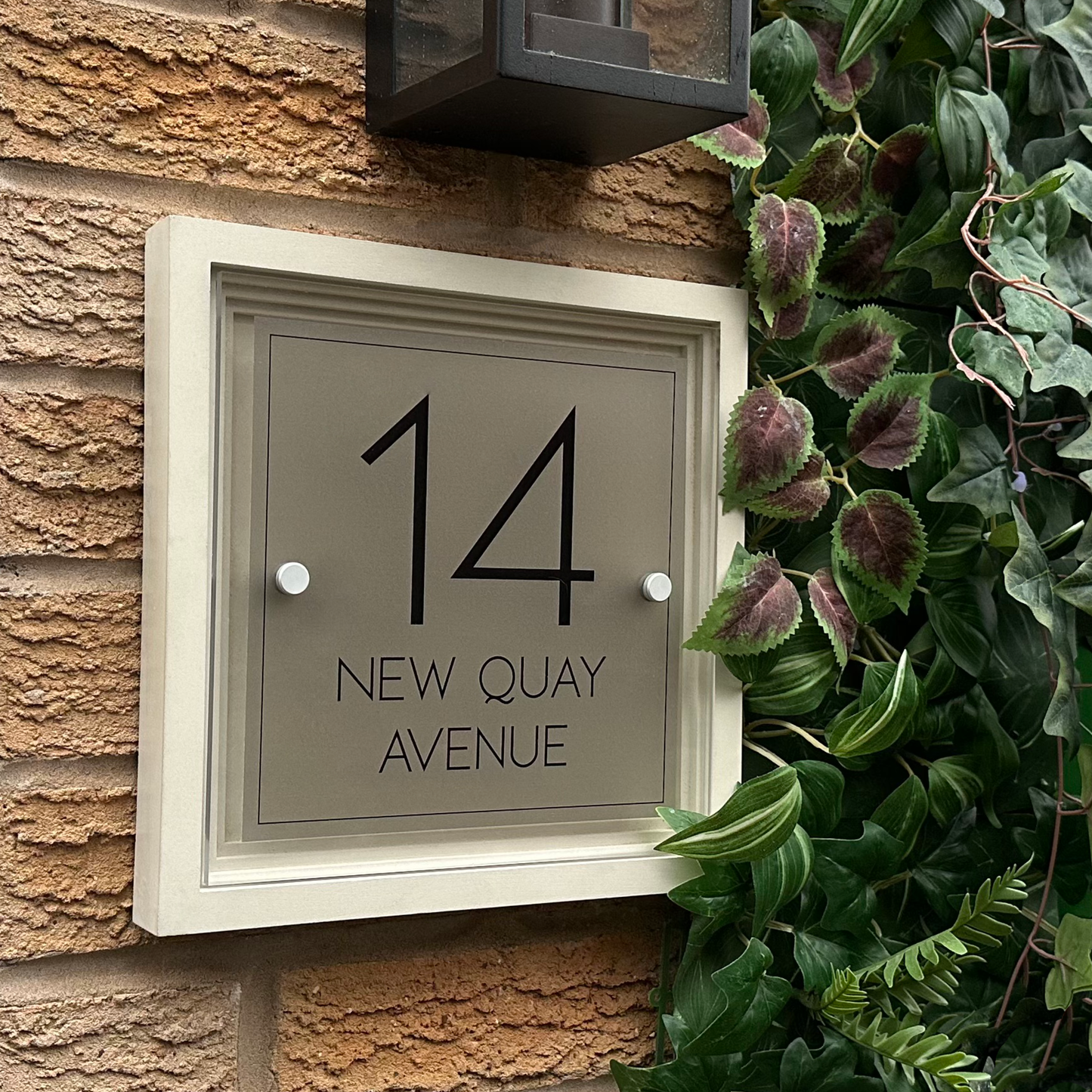 Signature Blocus | Personalised Designer House Sign with Acrylic Front & Portland Stone Coffered Back