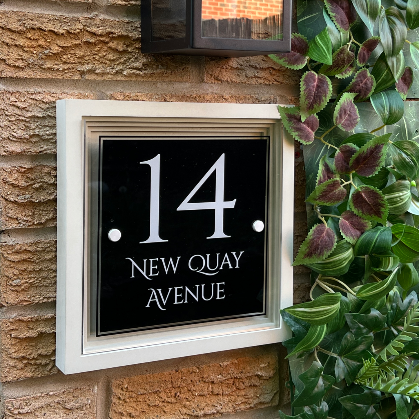 Signature Blocus | Personalised Designer House Sign with Acrylic Front & Portland Stone Coffered Back