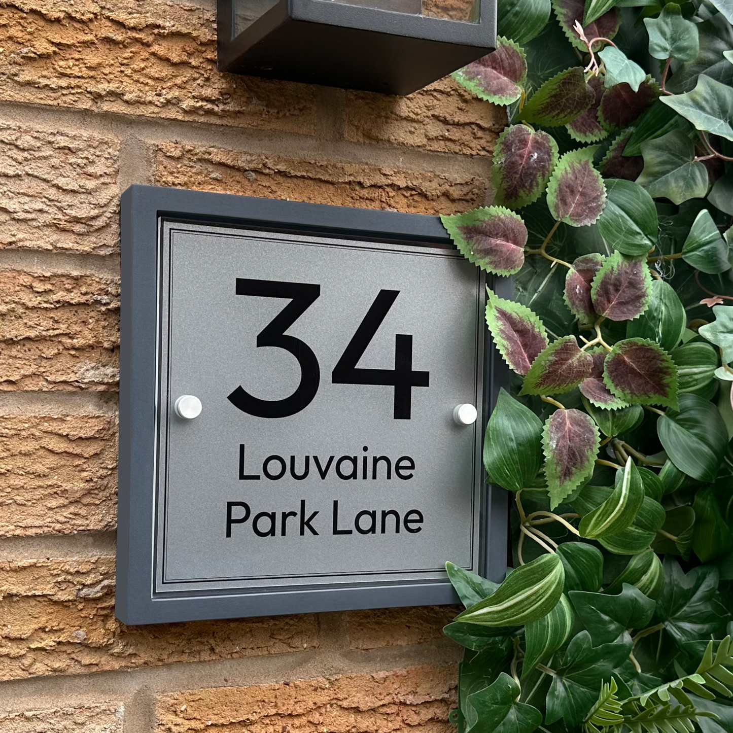 Edit Square | Personalised House Sign with Understated Anthracite Frame W230mm x H230mm