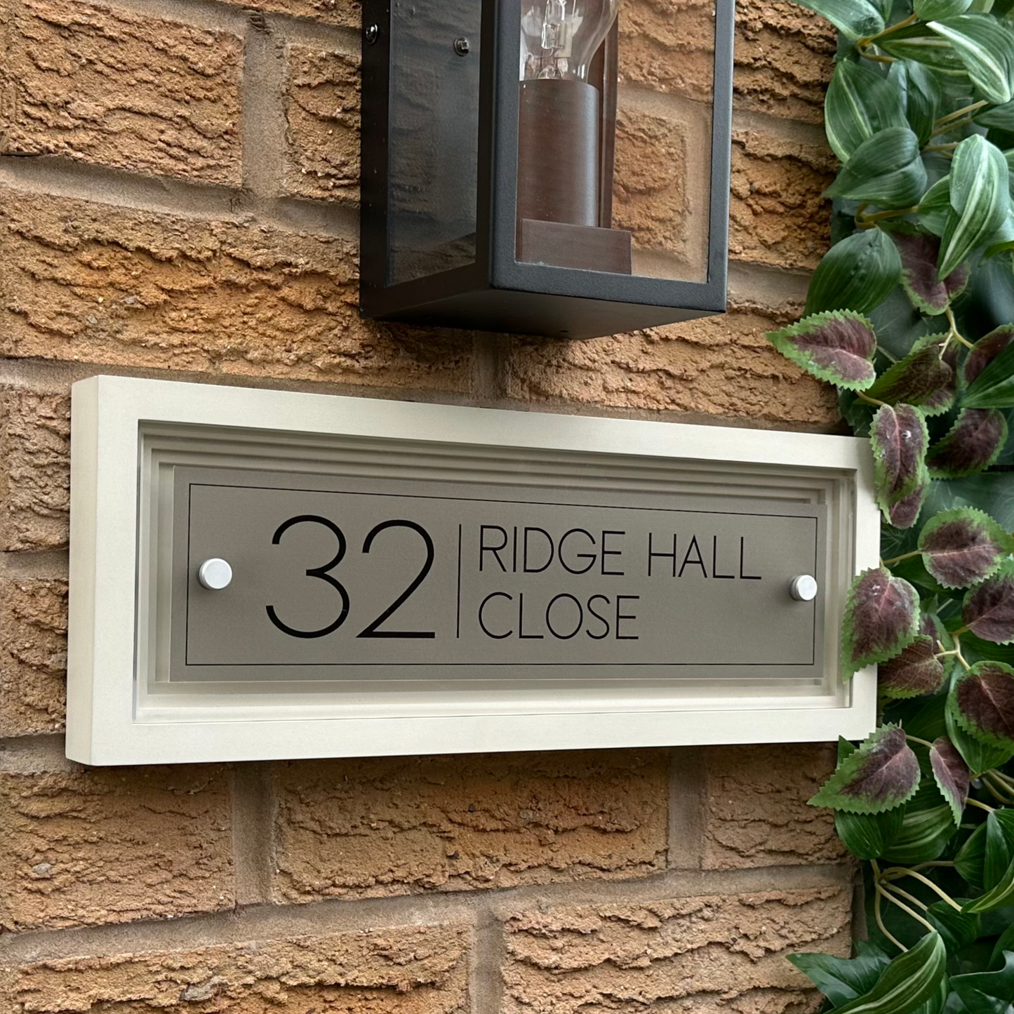Signature Rectangulum | Personalised Designer House Sign with Acrylic Front & Portland Stone Coffered Back