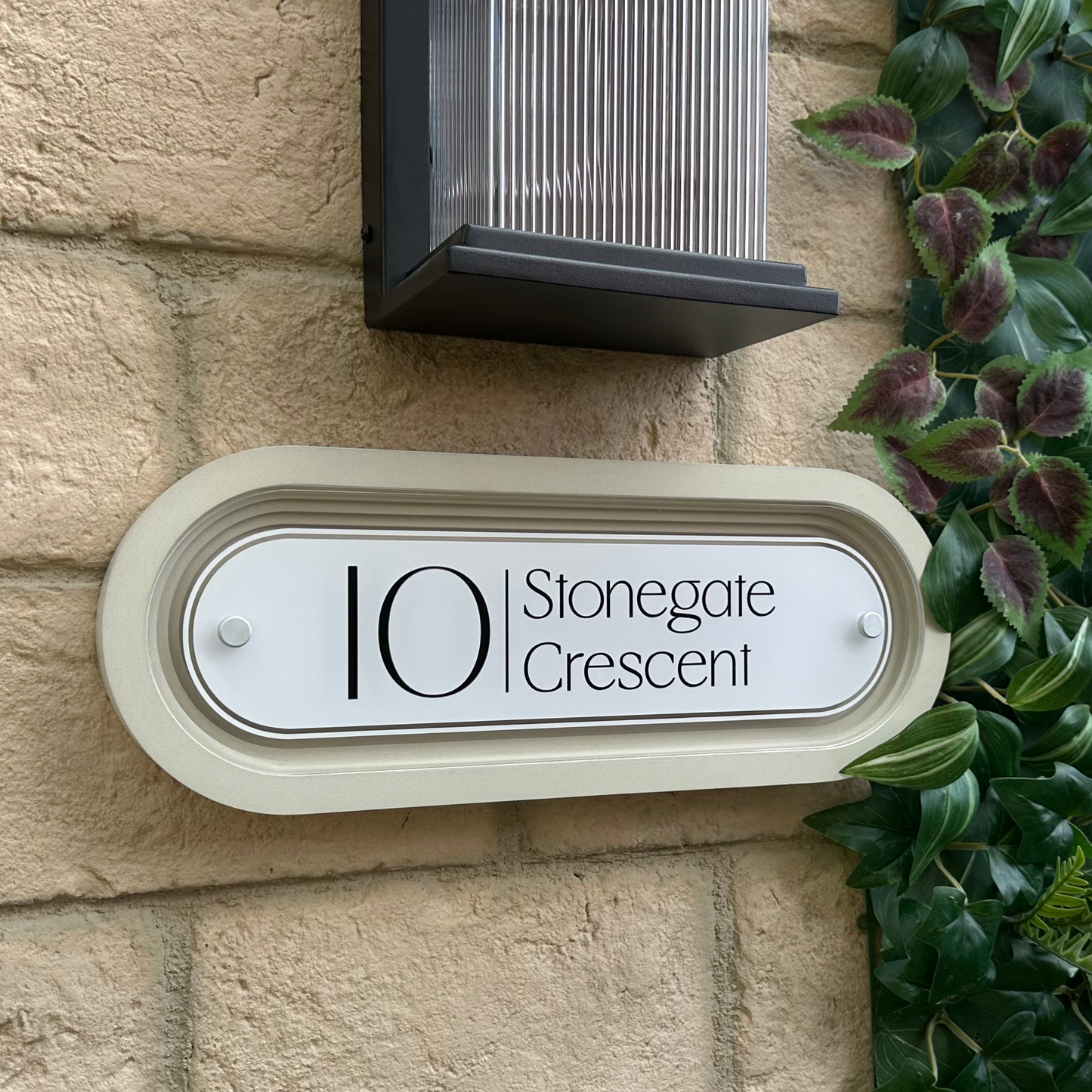 Signature Stadium | Personalised House Sign with Coffered Portland Stone Frame W400mm x H150mm