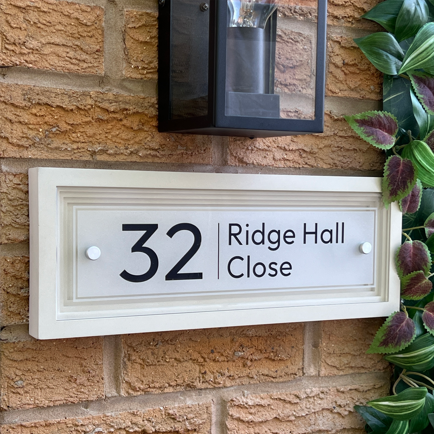 Signature Rectangulum | Personalised Designer House Sign with Acrylic Front & Cast Stone Coffered Back