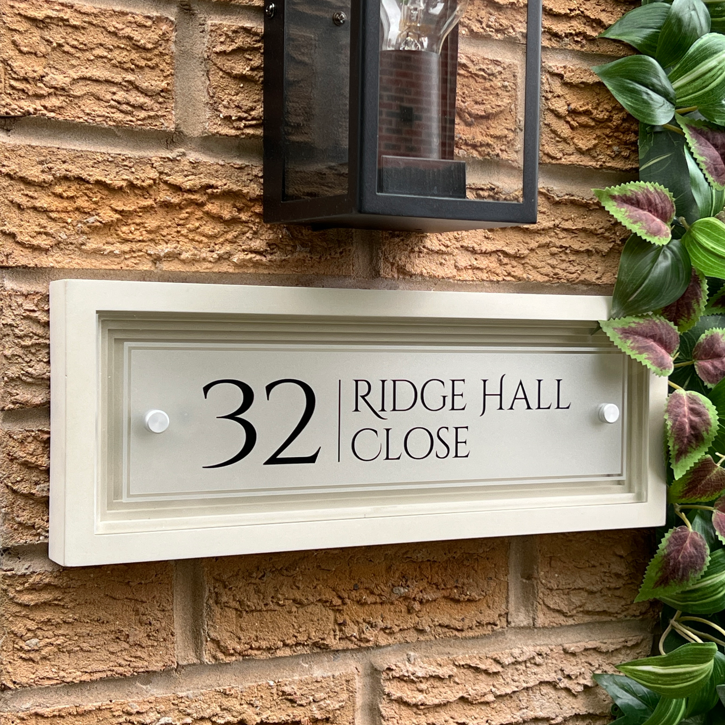 Signature Rectangulum | Personalised Designer House Sign with Acrylic Front & Cast Stone Coffered Back