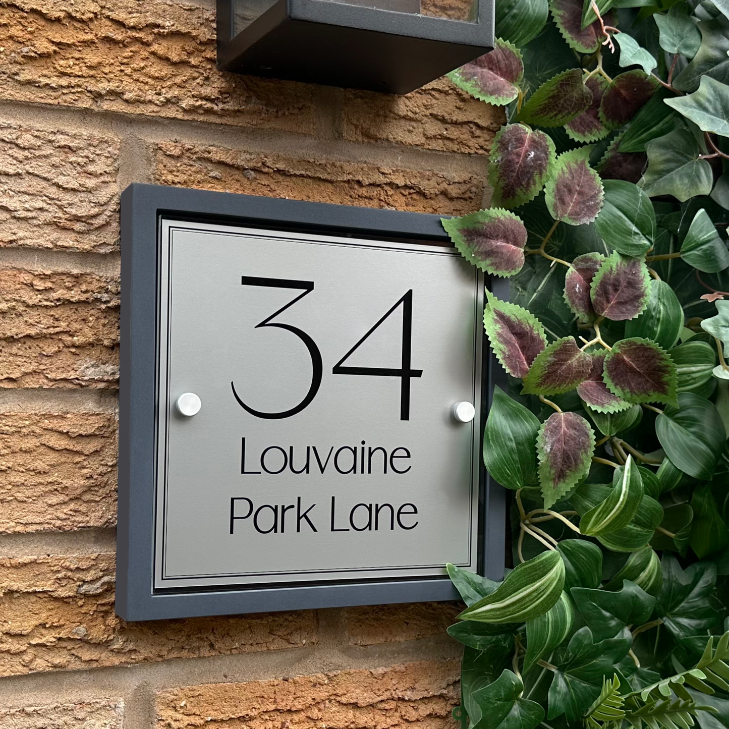 Edit Square | Personalised House Sign with Understated Anthracite Frame W230mm x H230mm