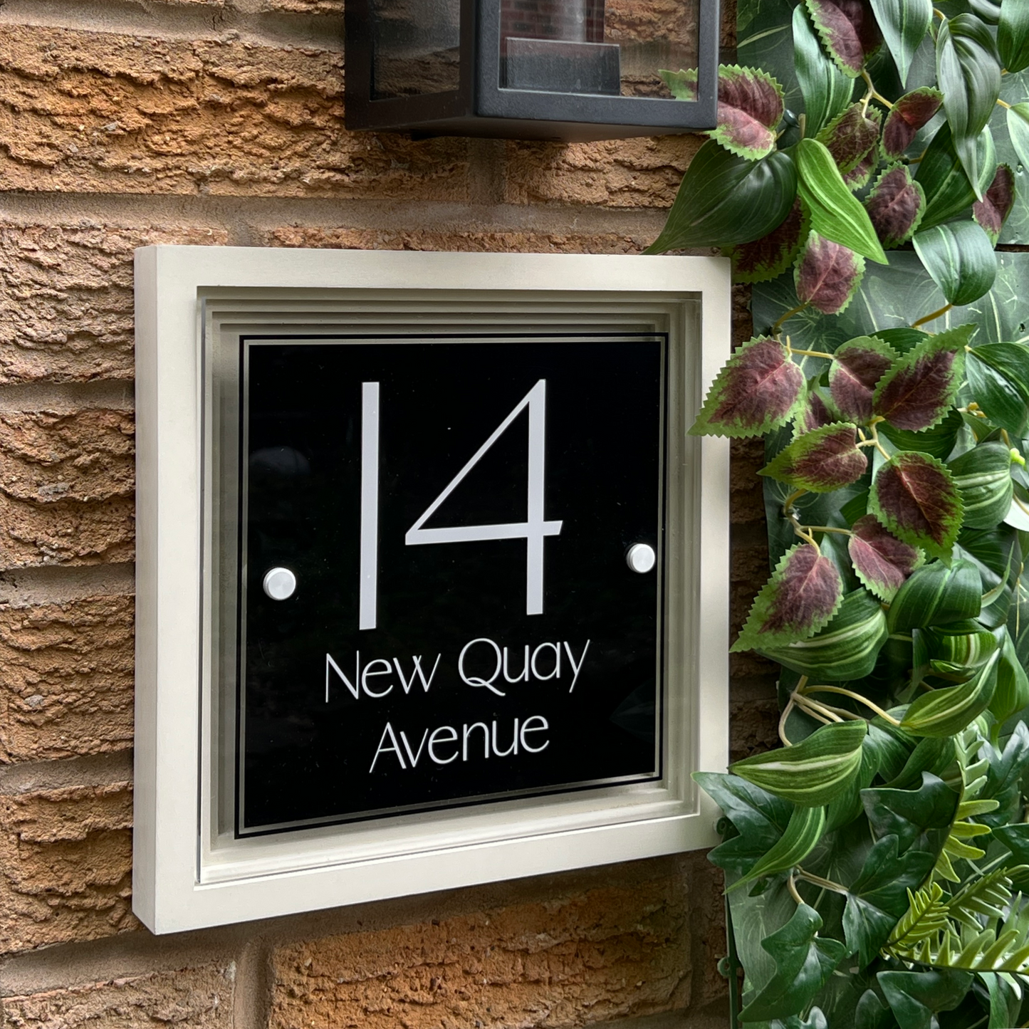 Signature Blocus | Personalised Designer House Sign with Acrylic Front & Portland Stone Coffered Back