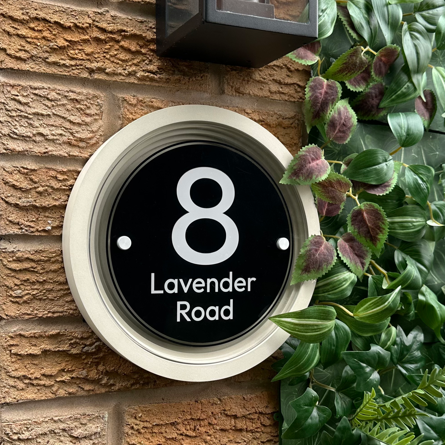 Signature Circulus | Personalised Designer House Sign with Acrylic Front & Portland Stone Coffered Back