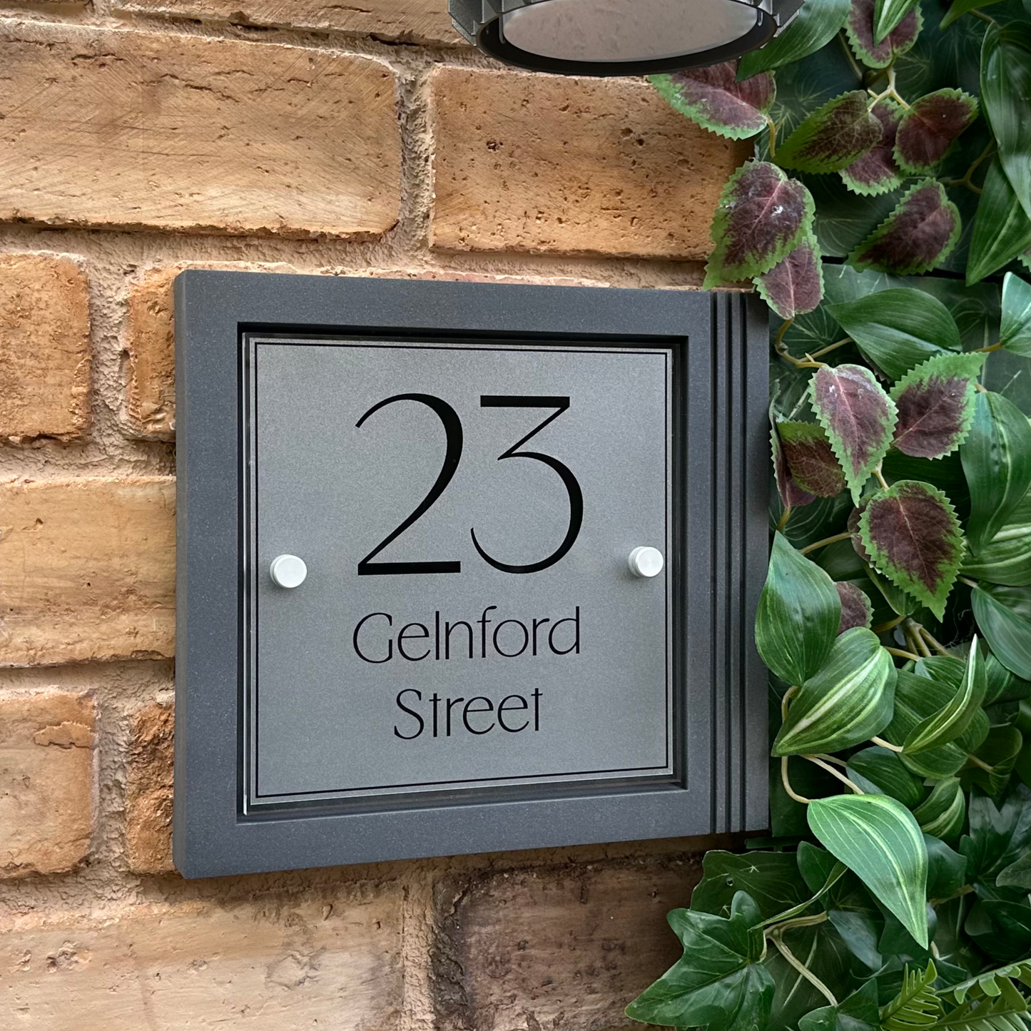 Urban Square | Personalised House Sign with Fluted Anthracite Frame W248mm x H229mm