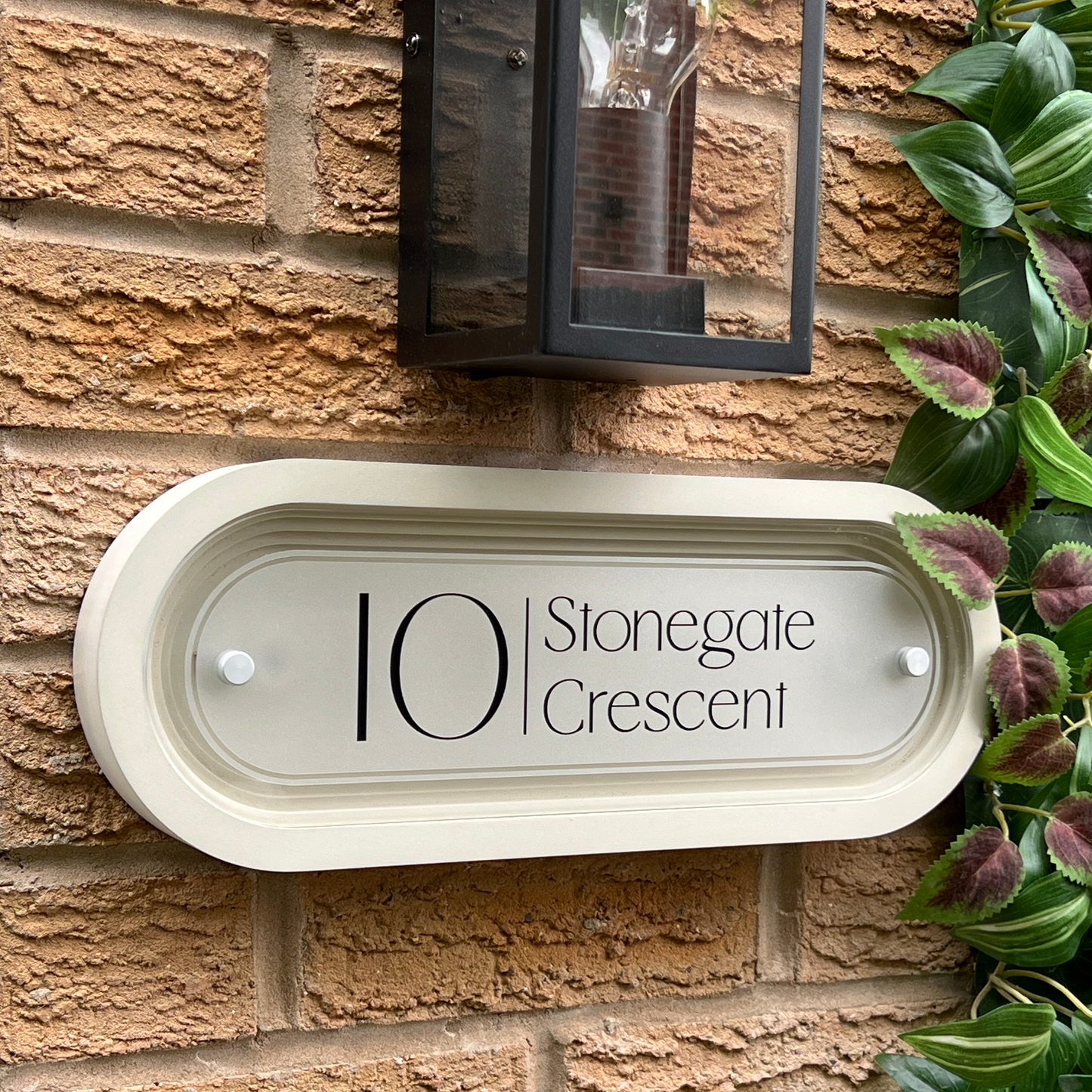 Signature Ovum | Personalised Designer House Sign with Acrylic Front & Cast Stone Coffered Back
