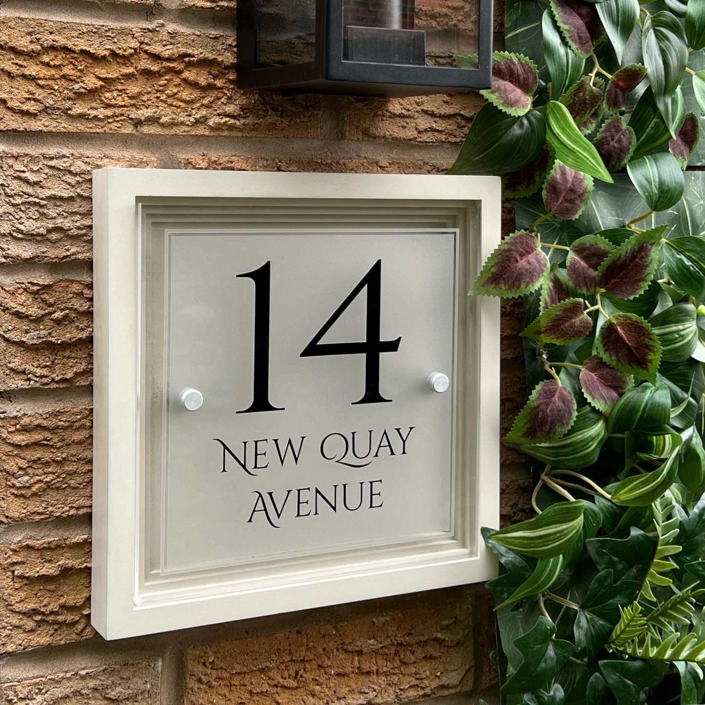 Signature Blocus | Personalised Designer House Sign with Acrylic Front & Portland Stone Coffered Back