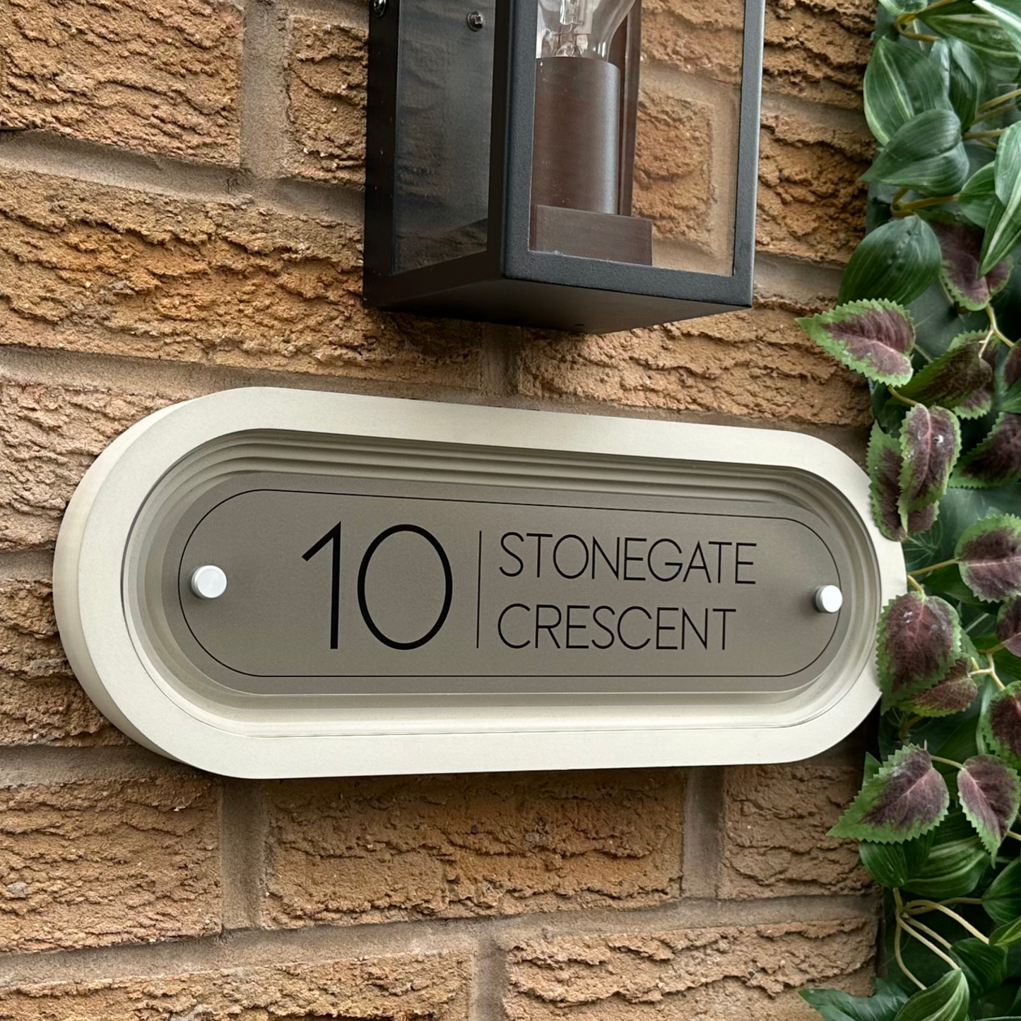 Signature Stadium | Personalised Designer House Sign with Acrylic Front & Portland Stone Coffered Back
