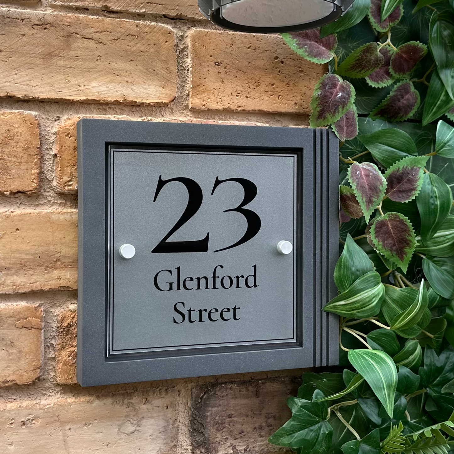 Urban Square | Personalised House Sign with Fluted Anthracite Frame W248mm x H229mm