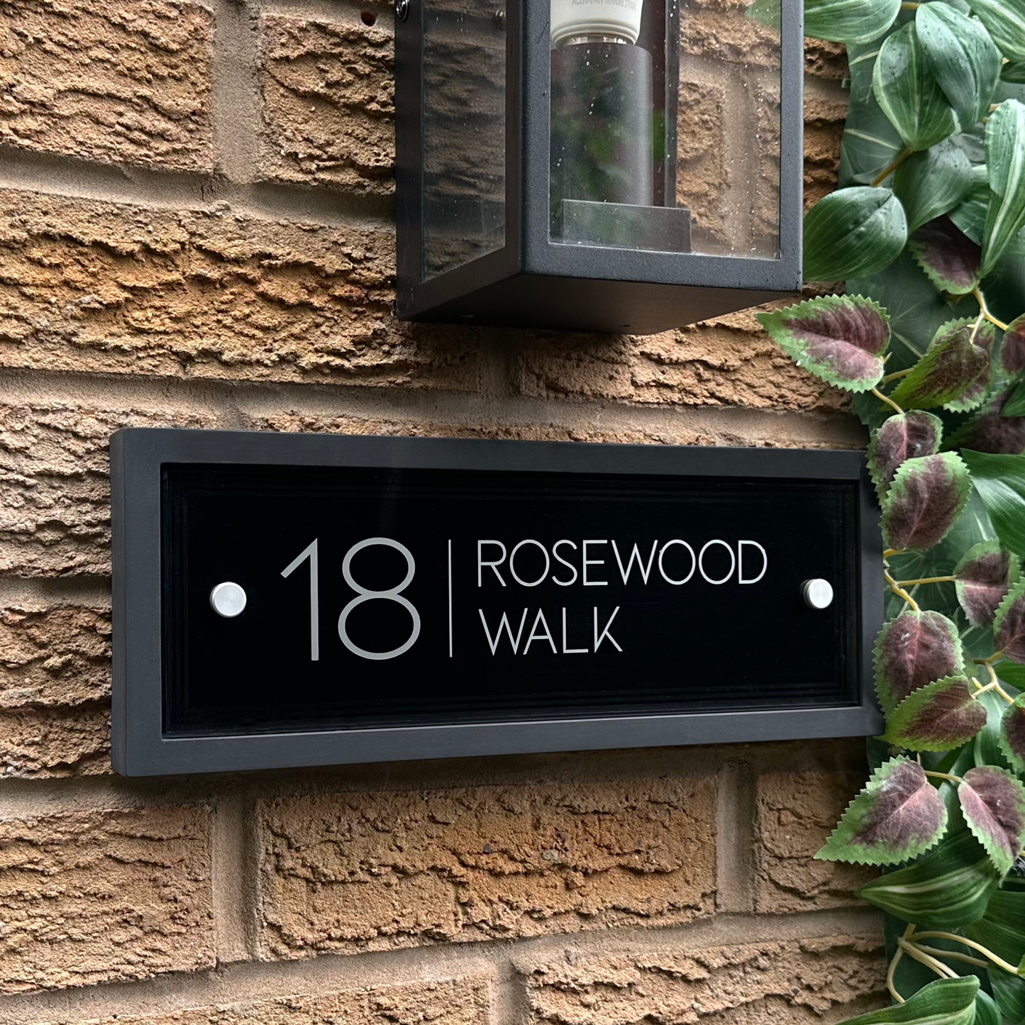 Edit Rectangle | Personalised House Sign with Understated Black Frame W335mm x H125mm