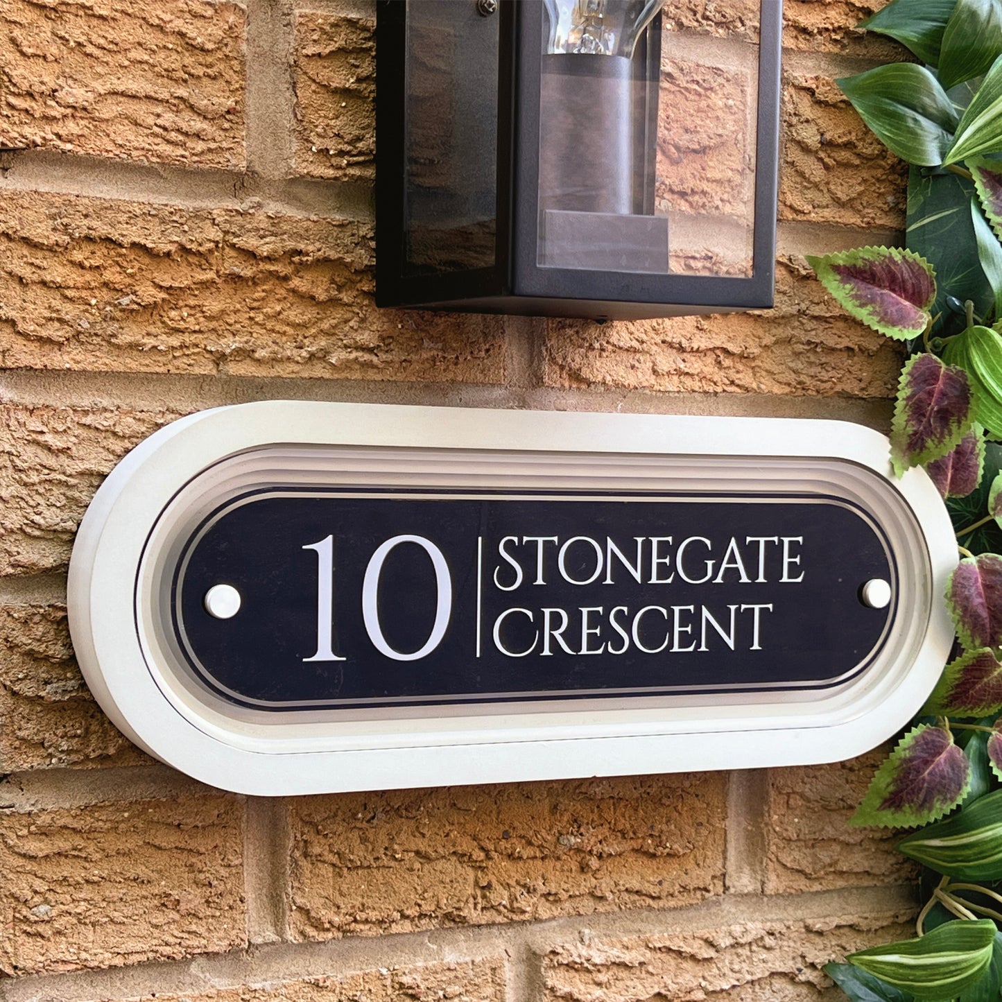 Signature Ovum | Personalised Designer House Sign with Acrylic Front & Cast Stone Coffered Back