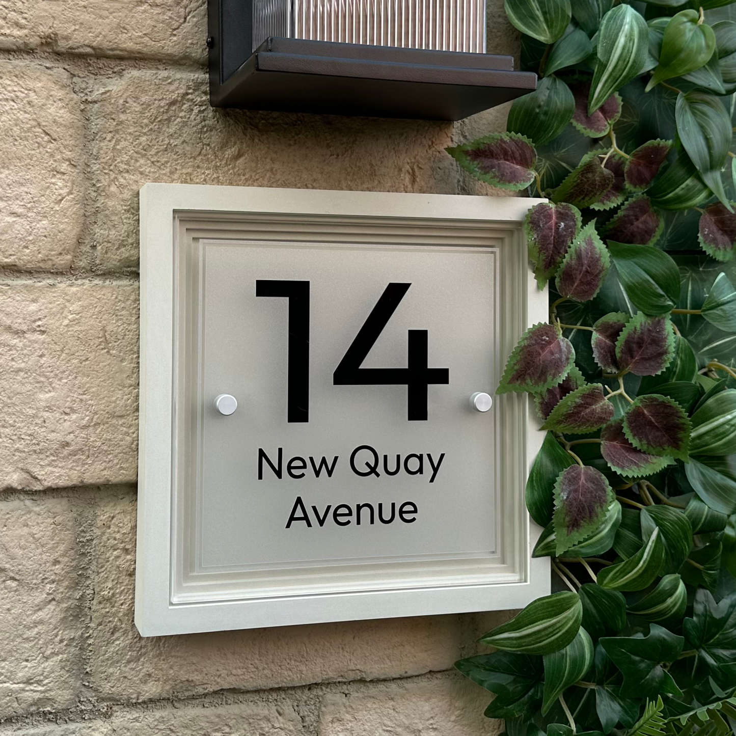 Signature Square | Personalised House Sign with Coffered Portland Stone Frame W270mm x H270mm