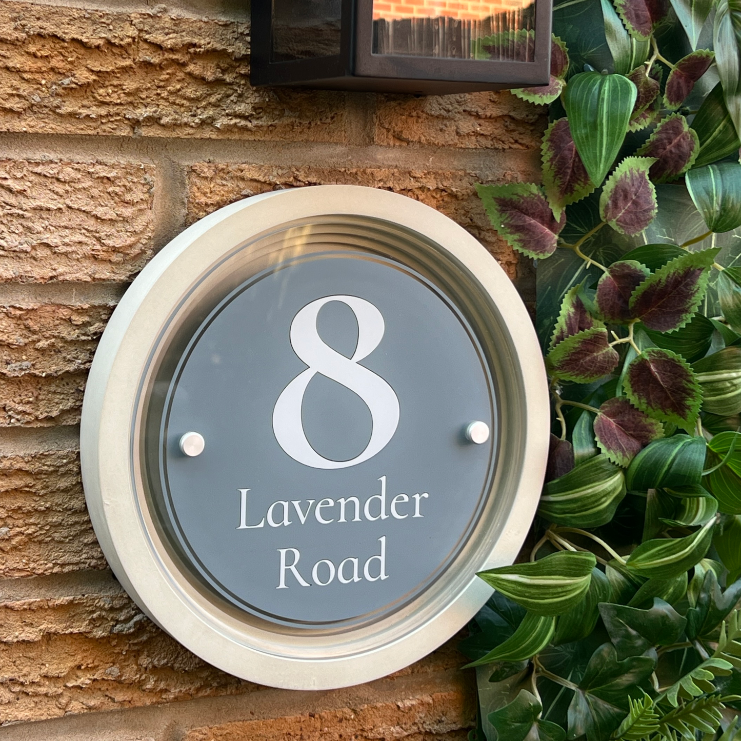 Signature Circulus | Personalised Designer House Sign with Acrylic Front & Portland Stone Coffered Back