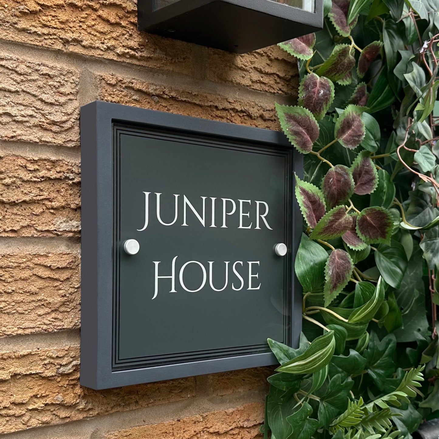 Edit Square | Personalised House Sign with Understated Anthracite Frame W230mm x H230mm