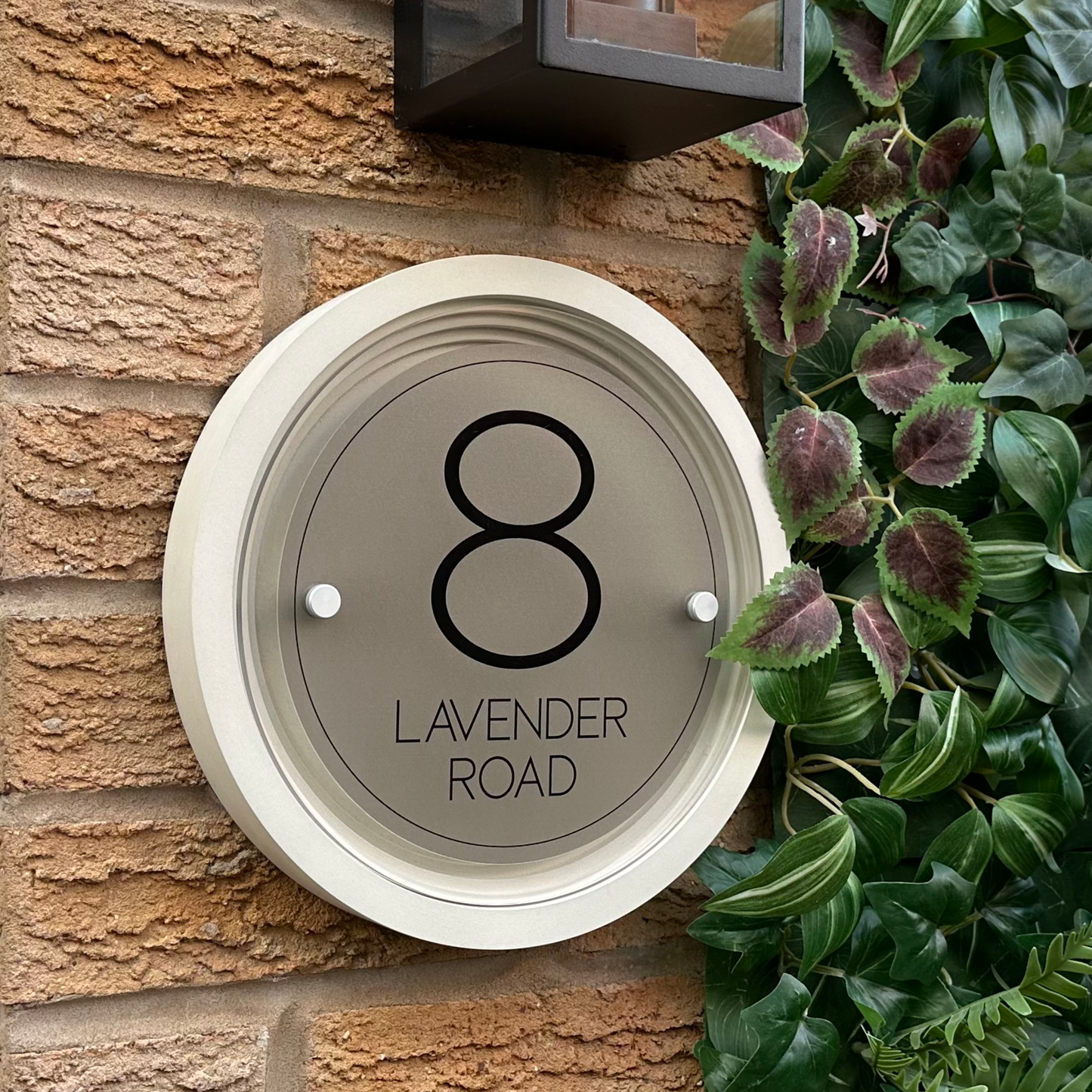 Signature Circulus | Personalised Designer House Sign with Acrylic Front & Portland Stone Coffered Back