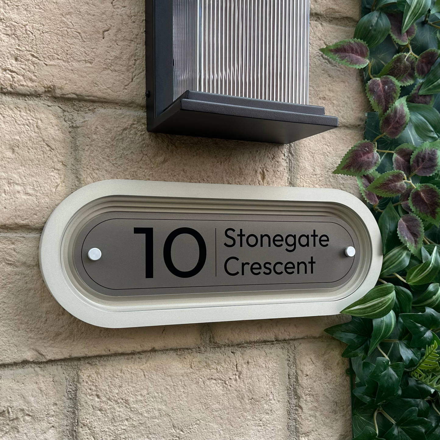 Signature Stadium | Personalised House Sign with Coffered Portland Stone Frame W400mm x H150mm