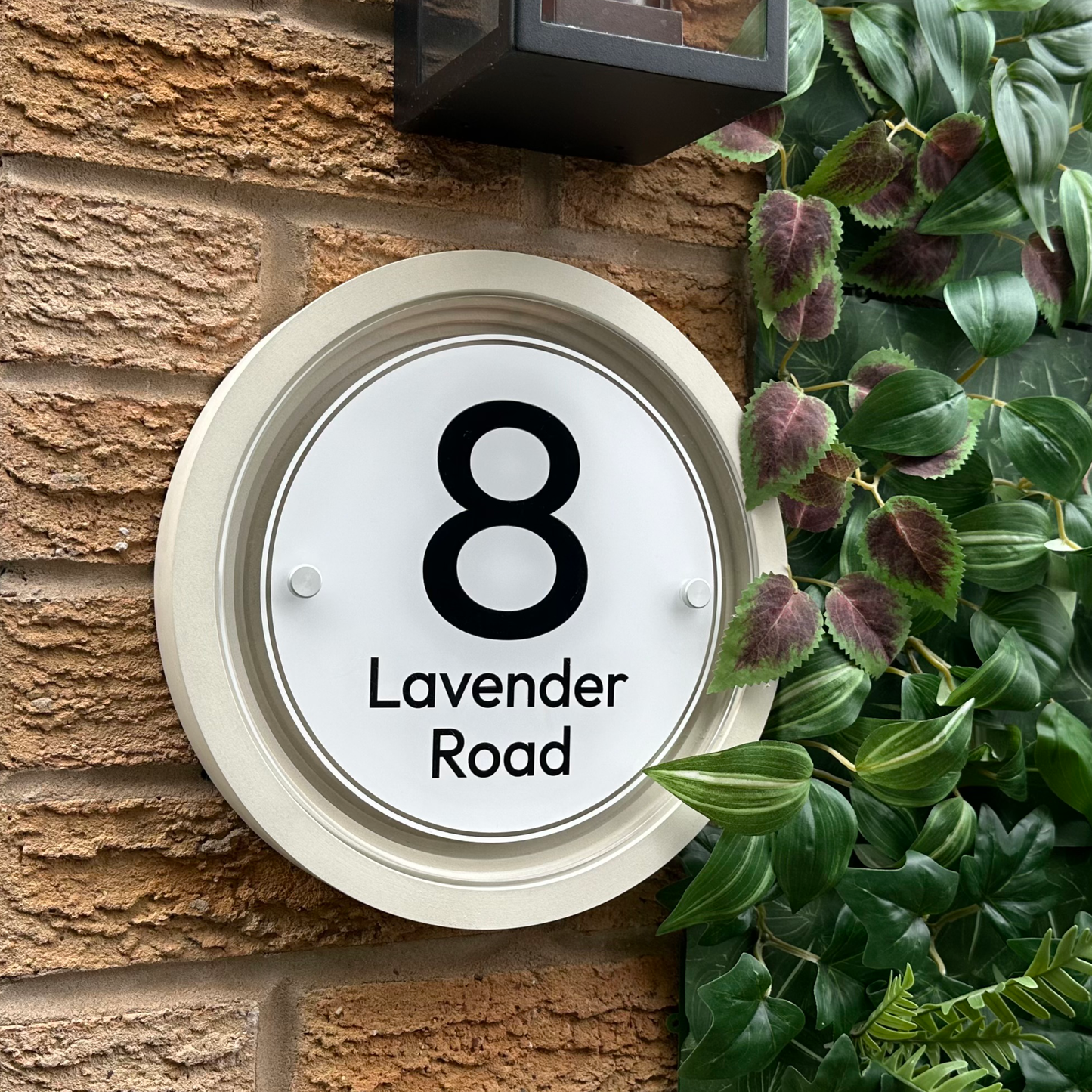 Signature Circulus | Personalised Designer House Sign with Acrylic Front & Portland Stone Coffered Back