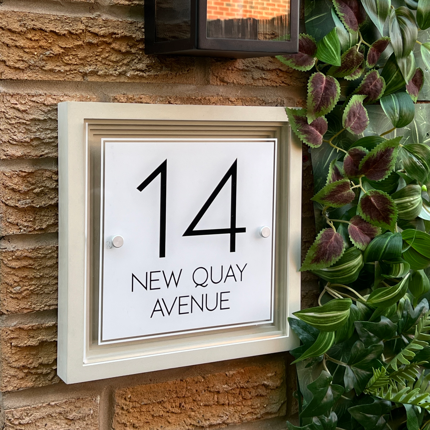 Signature Blocus | Personalised Designer House Sign with Acrylic Front & Portland Stone Coffered Back