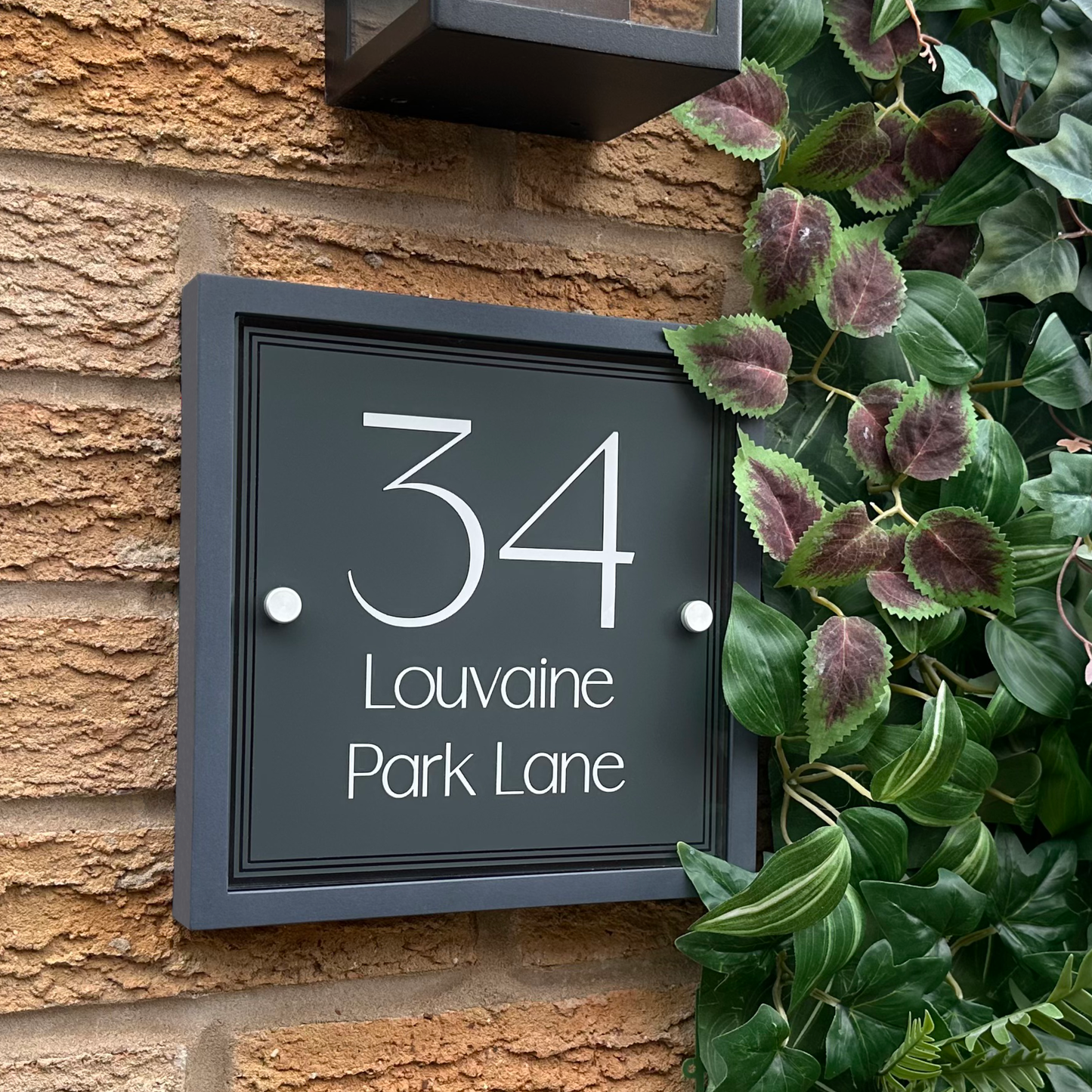 Edit Square | Personalised House Sign with Understated Anthracite Frame W230mm x H230mm