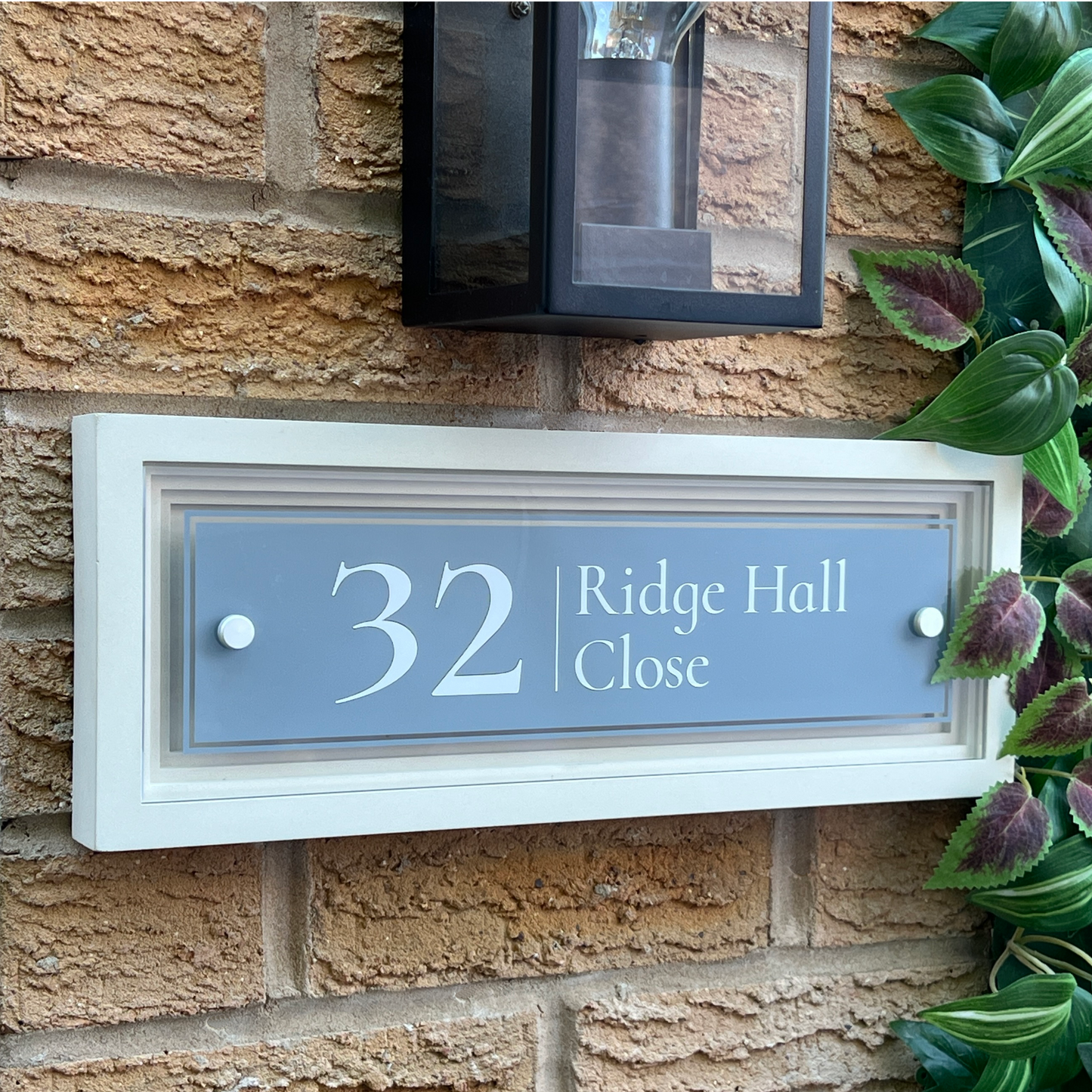 Signature Rectangulum | Personalised Designer House Sign with Acrylic Front & Cast Stone Coffered Back