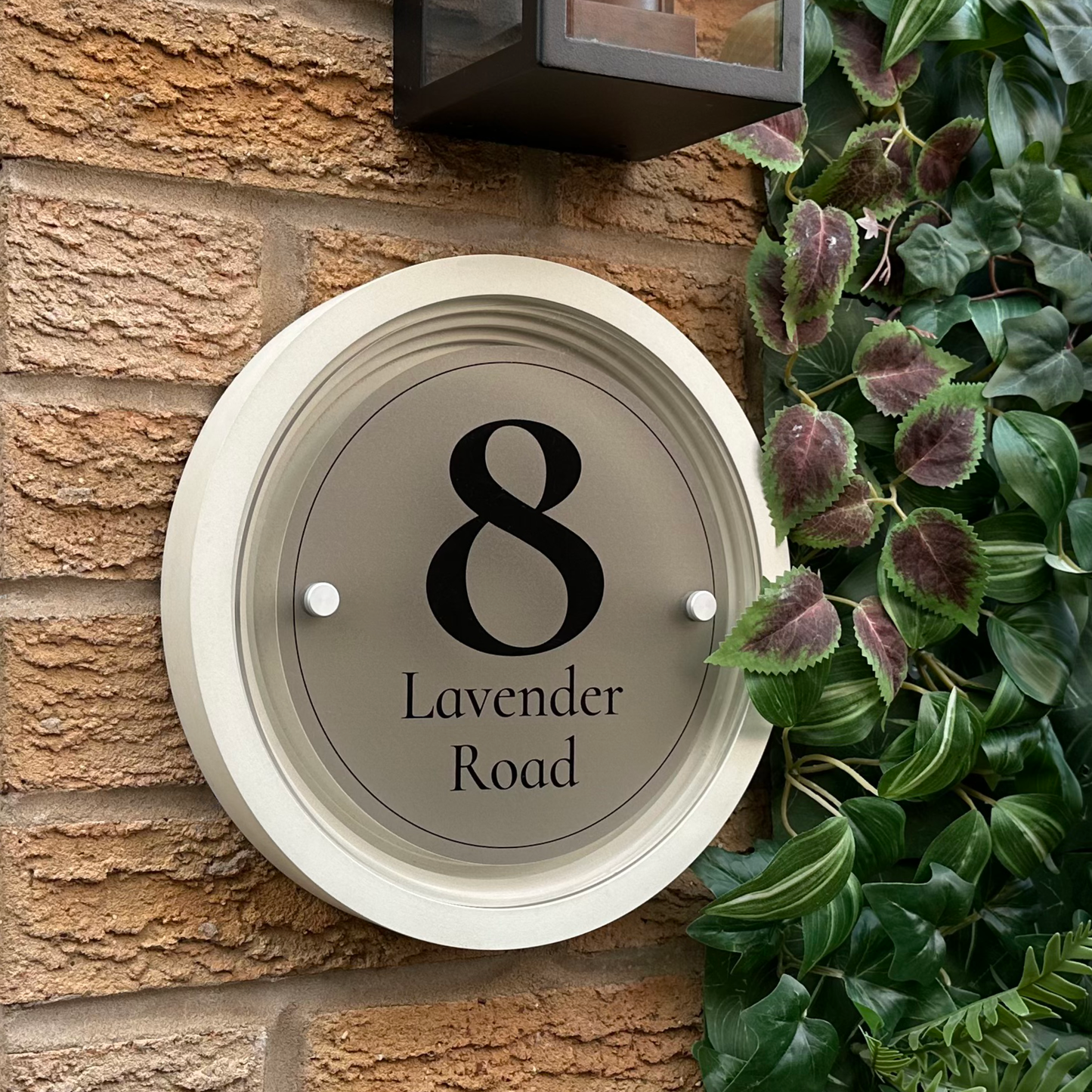 Signature Circulus | Personalised Designer House Sign with Acrylic Front & Portland Stone Coffered Back