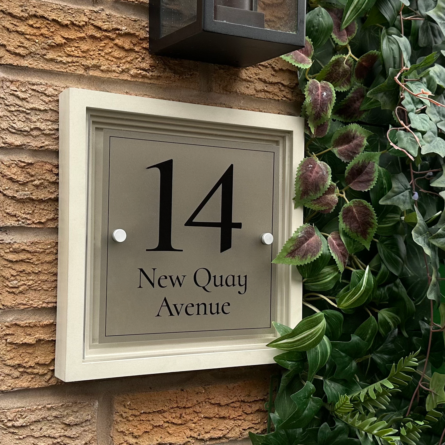 Signature Blocus | Personalised Designer House Sign with Acrylic Front & Portland Stone Coffered Back