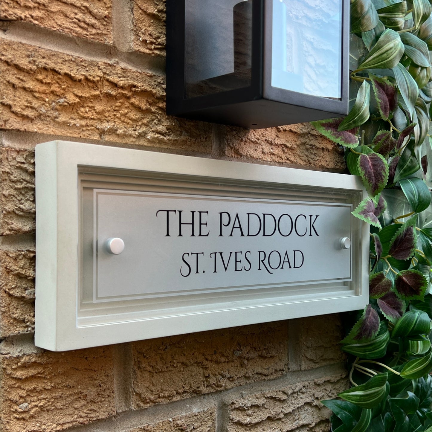 Signature Rectangulum | Personalised Designer House Sign with Acrylic Front & Portland Stone Coffered Back